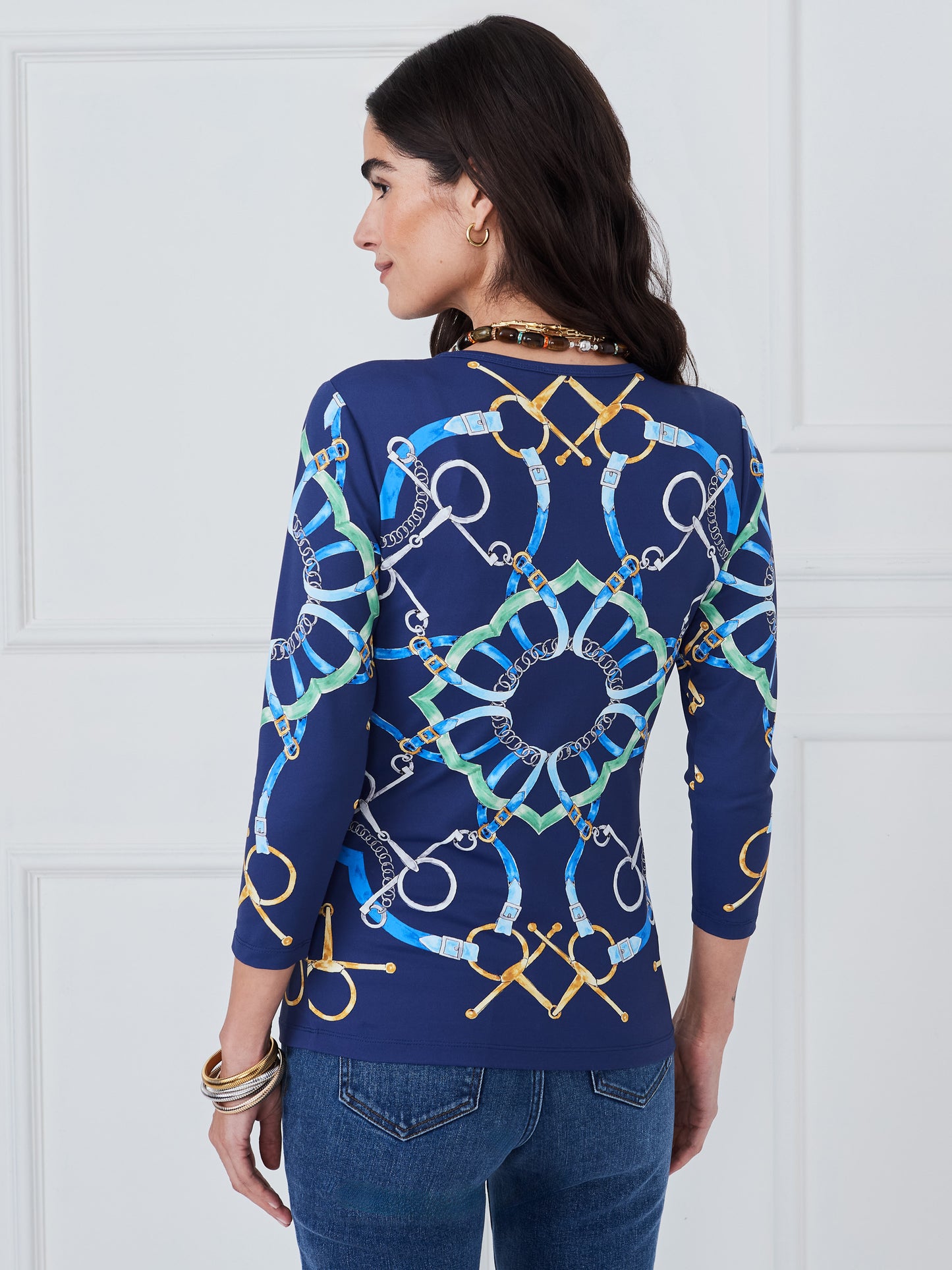 J.McLaughlin Signature tee in navy/green made with catalina cloth.