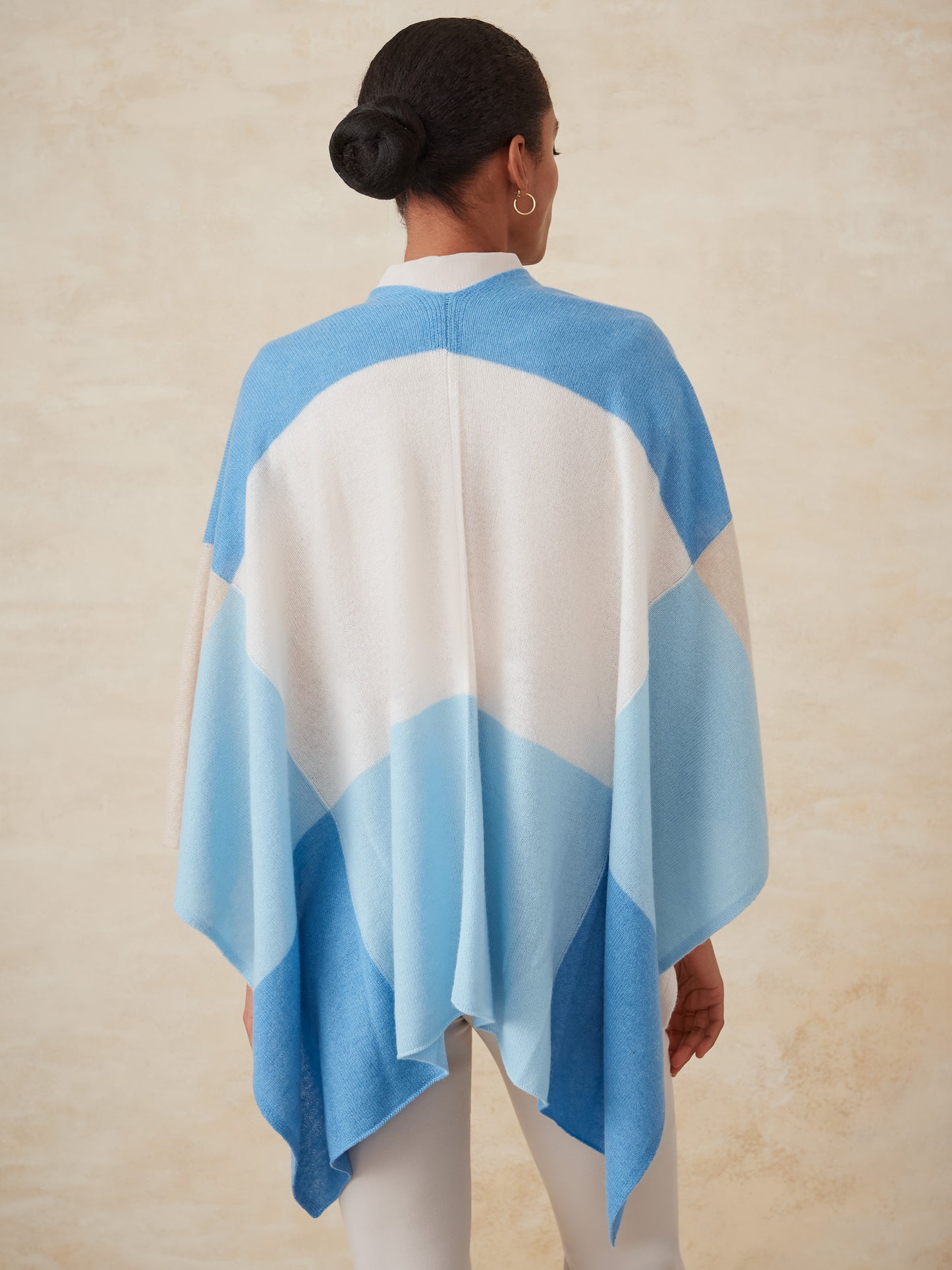 J.McLaughlin Skyler poncho in blue/natural made with cashmere.
