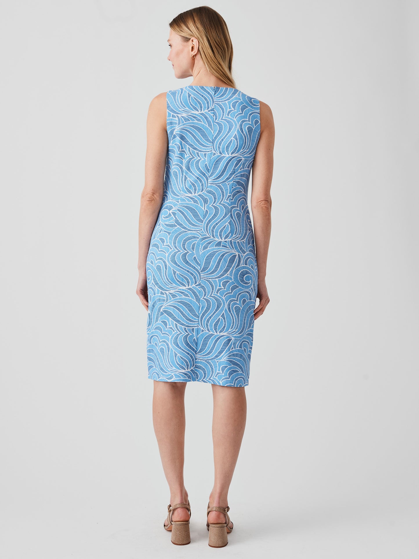 J.McLaghlin Sophia dress in blue/light blue made with catalina cloth.