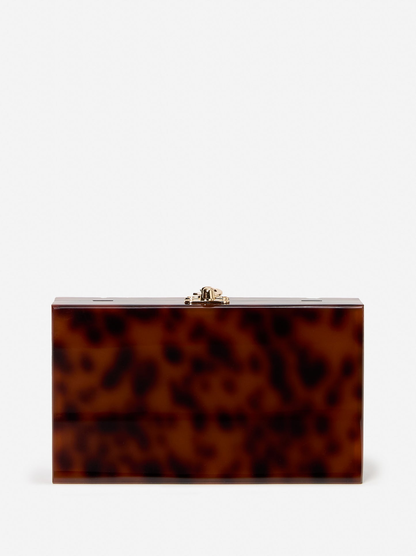 J.McLaughlin Talia clutch in brown made with acrylic.