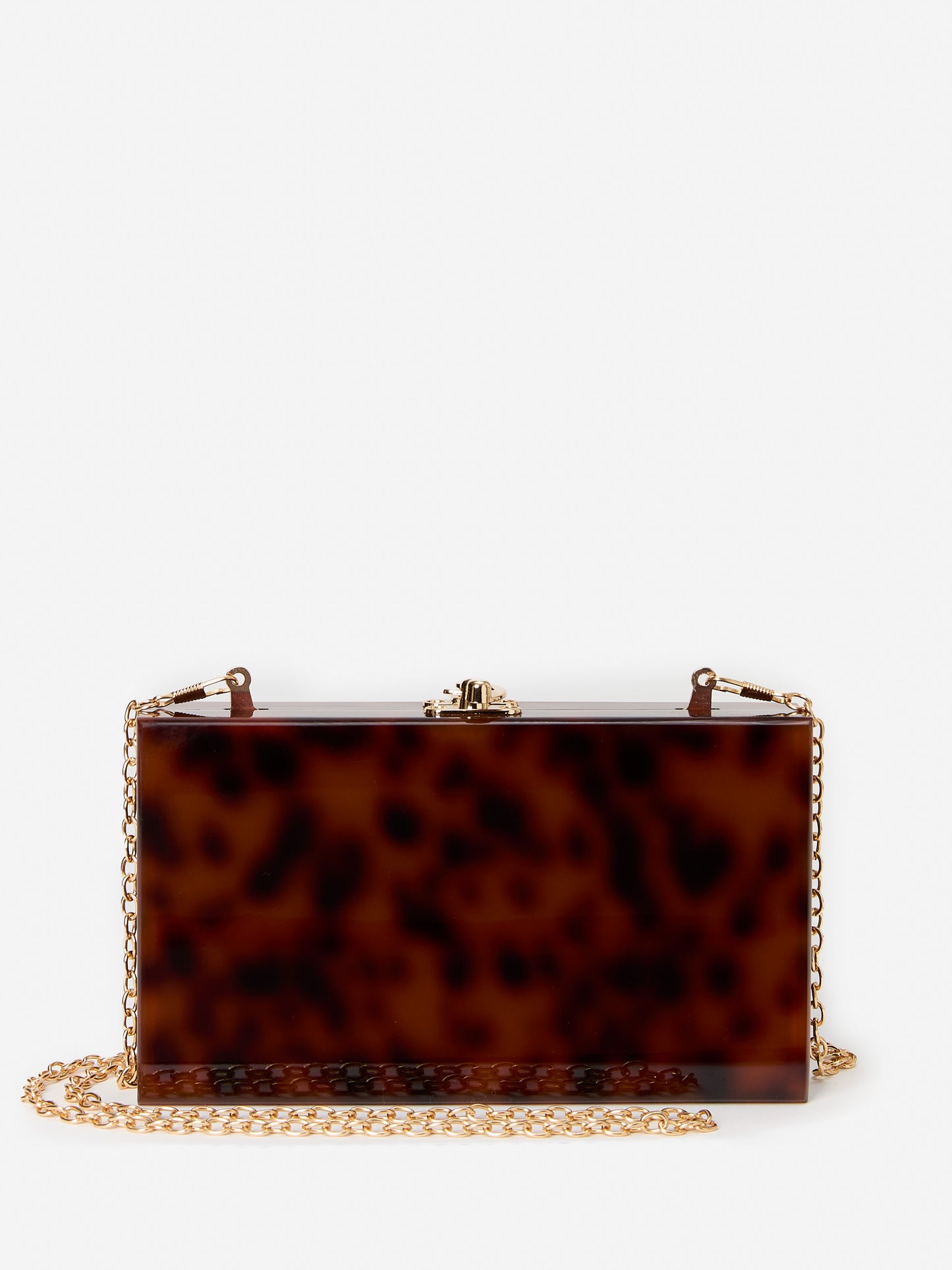 J.McLaughlin Talia clutch in brown made with acrylic.