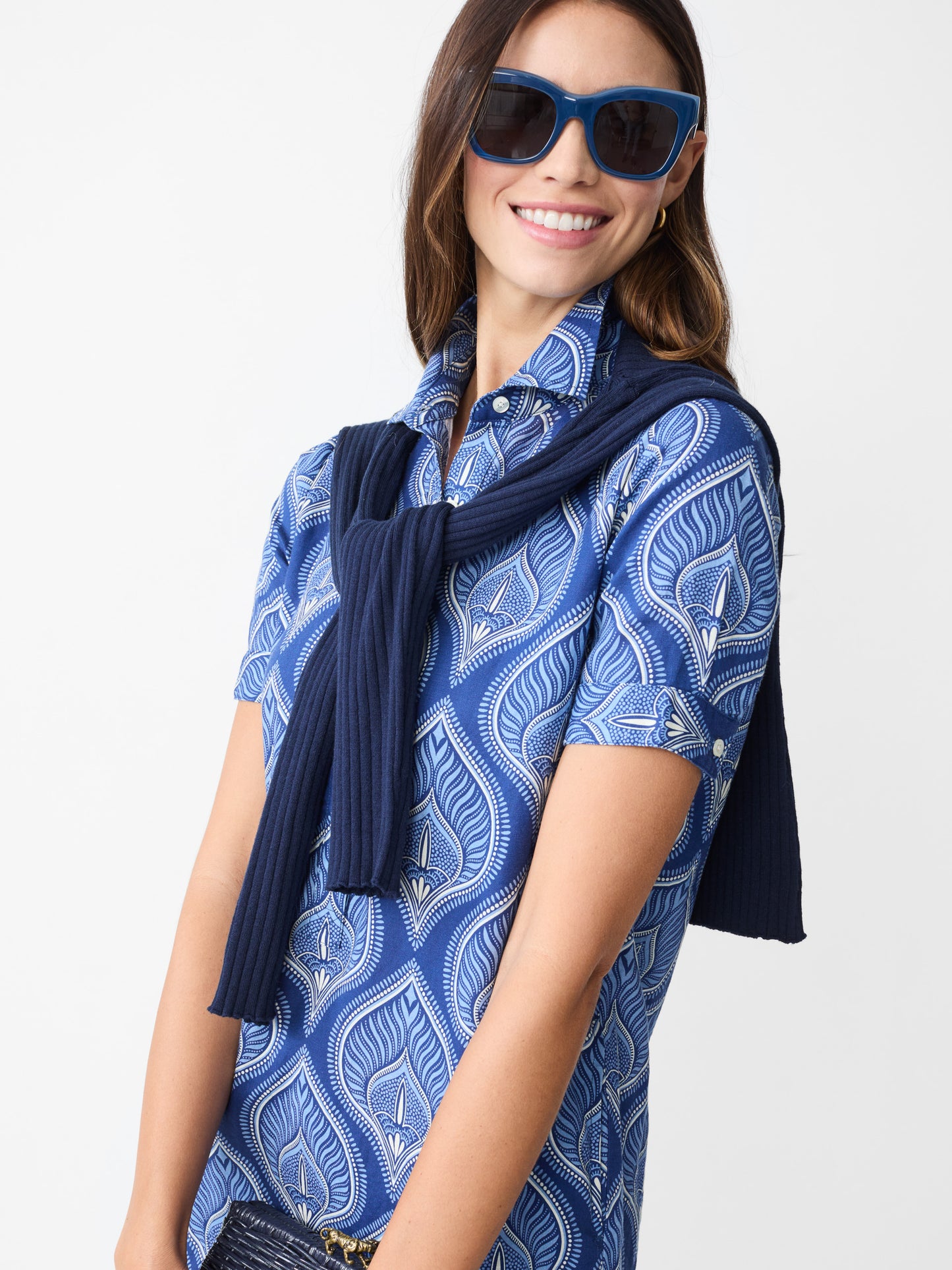 J.McLaughlin Teresa dress in blue/cornwall made with Linen.