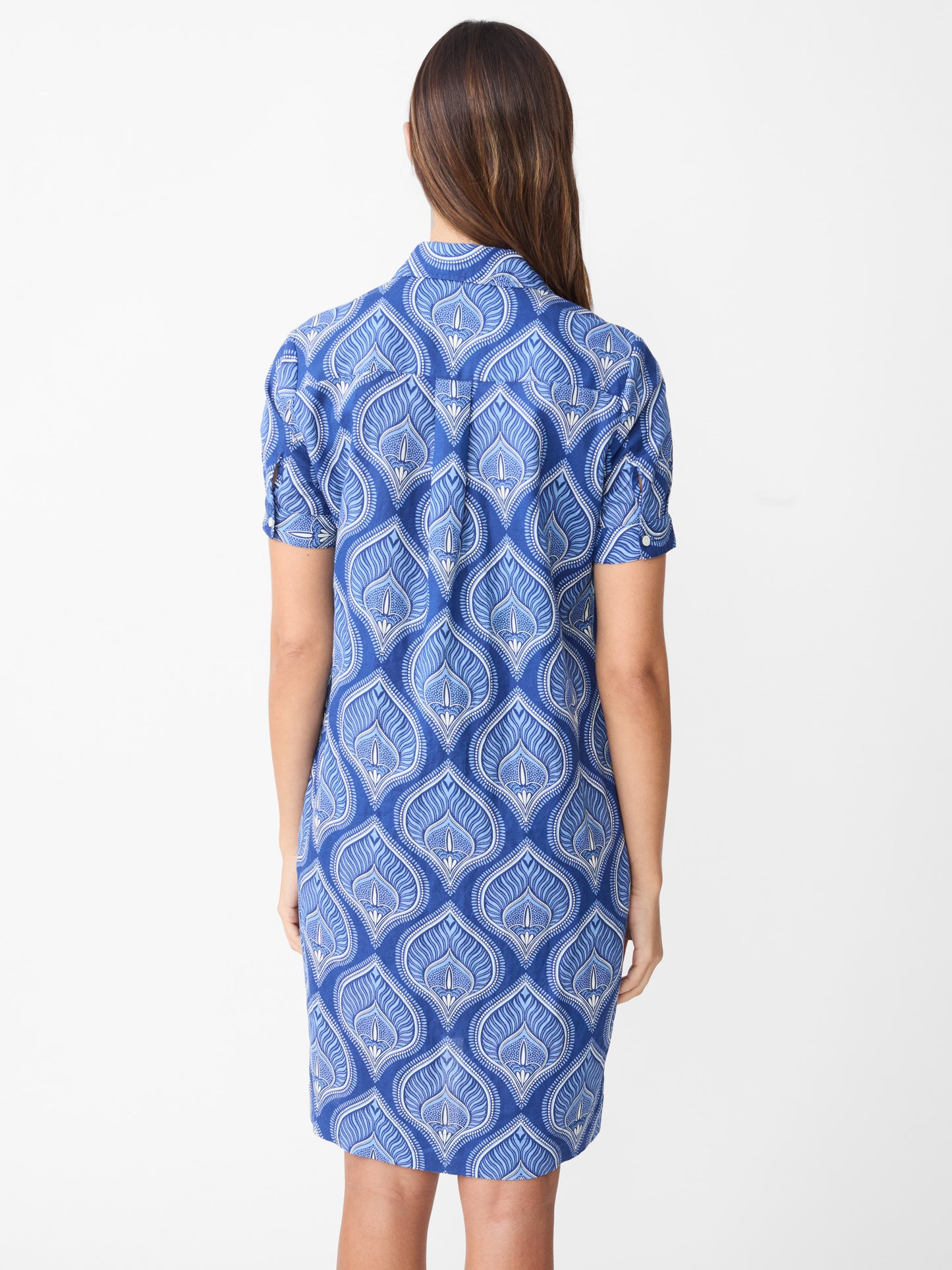 Teresa Linen Blend Dress in Neo Tangier Geo