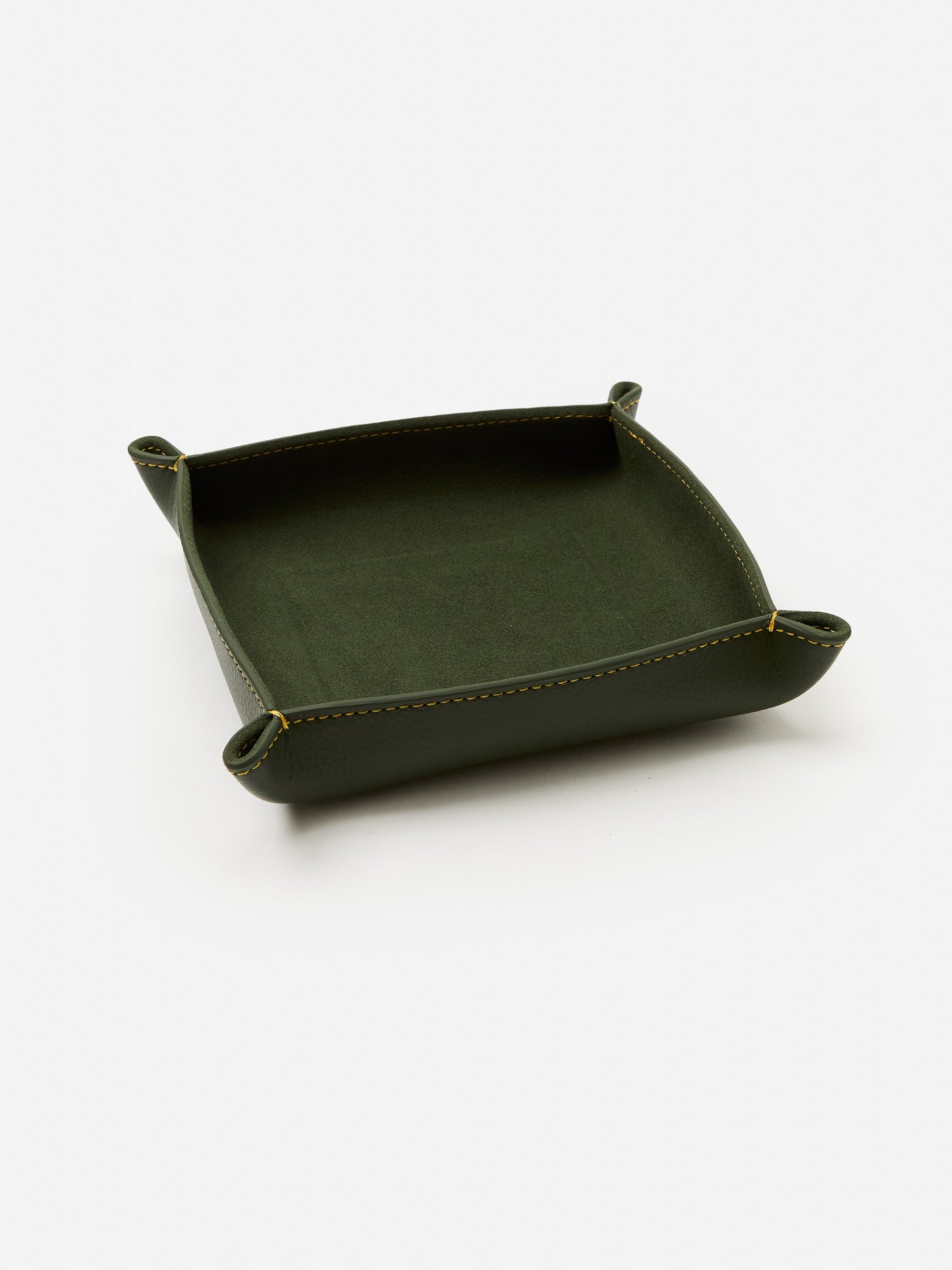 J.McLaughlin Trinket tray in green made with leather.