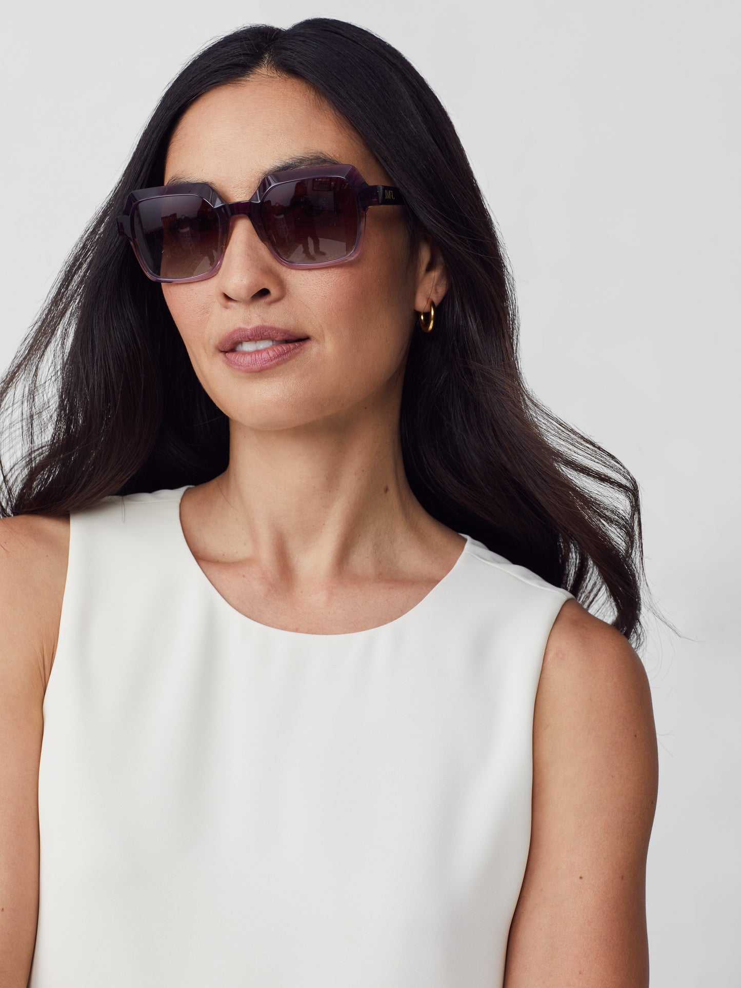 J.McLaughlin Sosie Sunglasses in purple made with acetate.