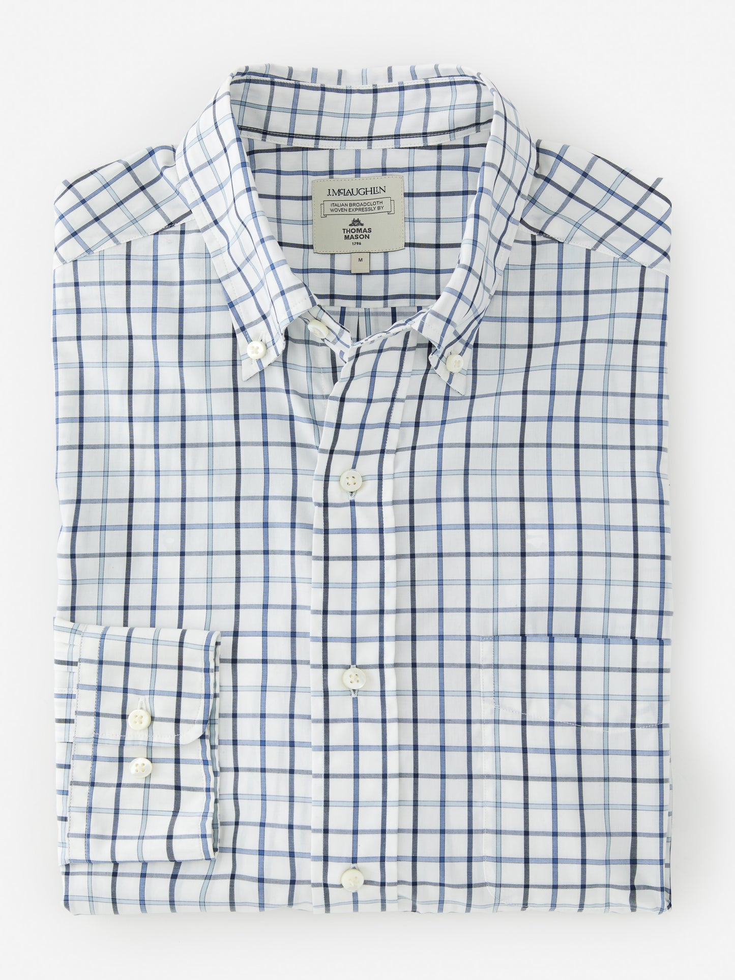 J.McLaughlin University shirt in navy/marine/ivory made with cotton.