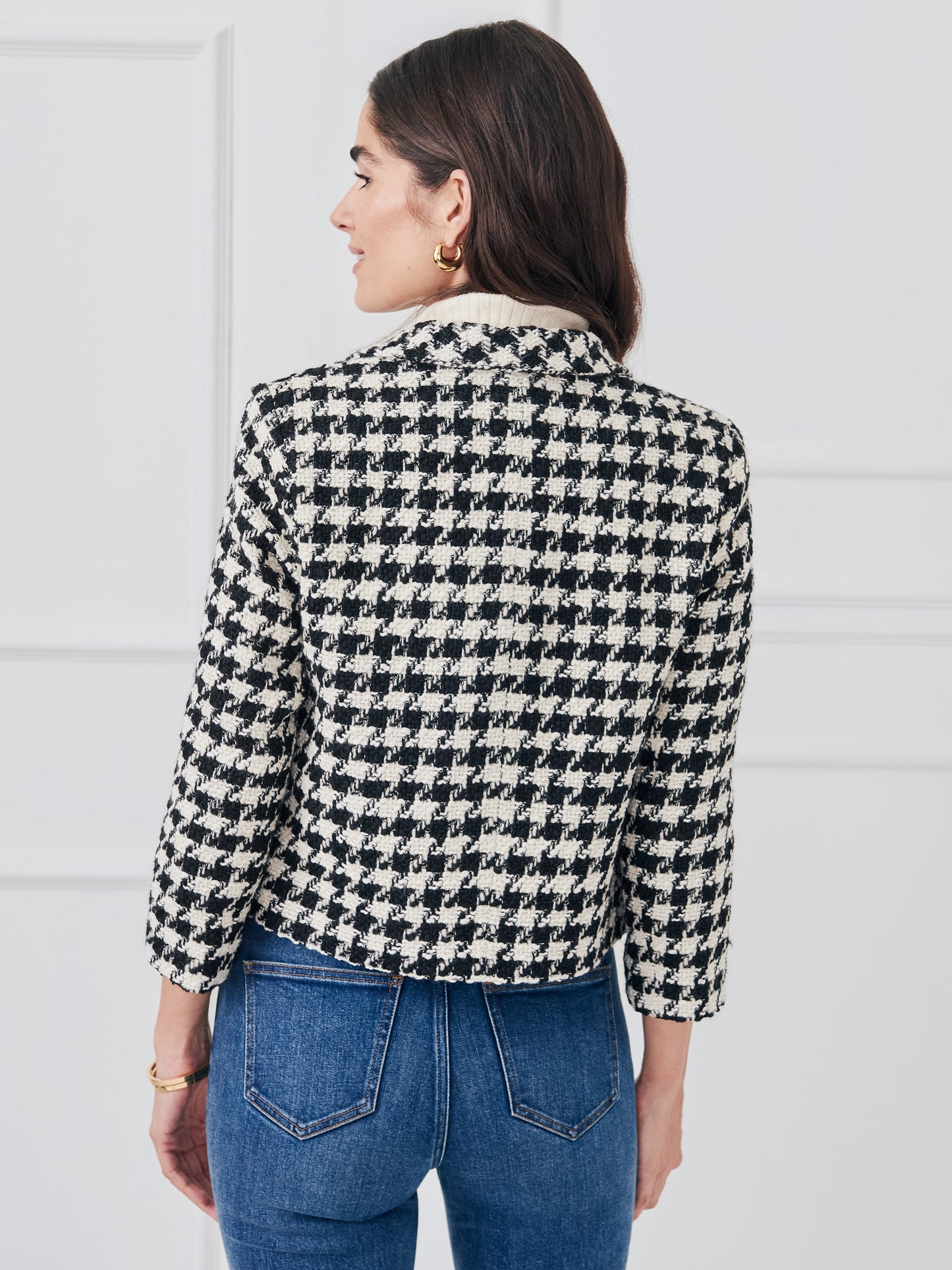 J.McLaughlin Violette jacket in black/white made with wool/acrylic/polyester.