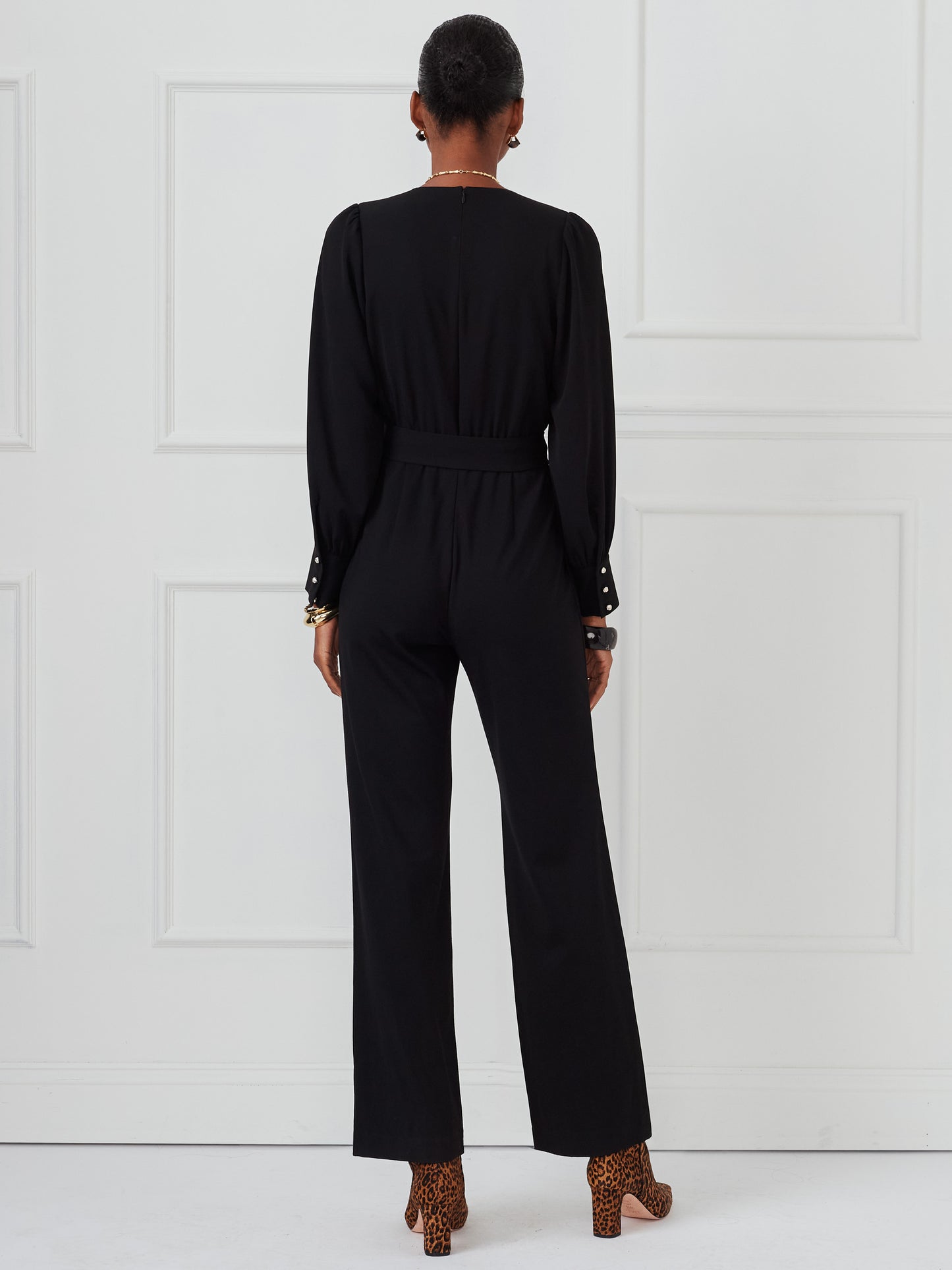 J.McLaughlin Vita jumpsuit in black made with rayon/nylon.