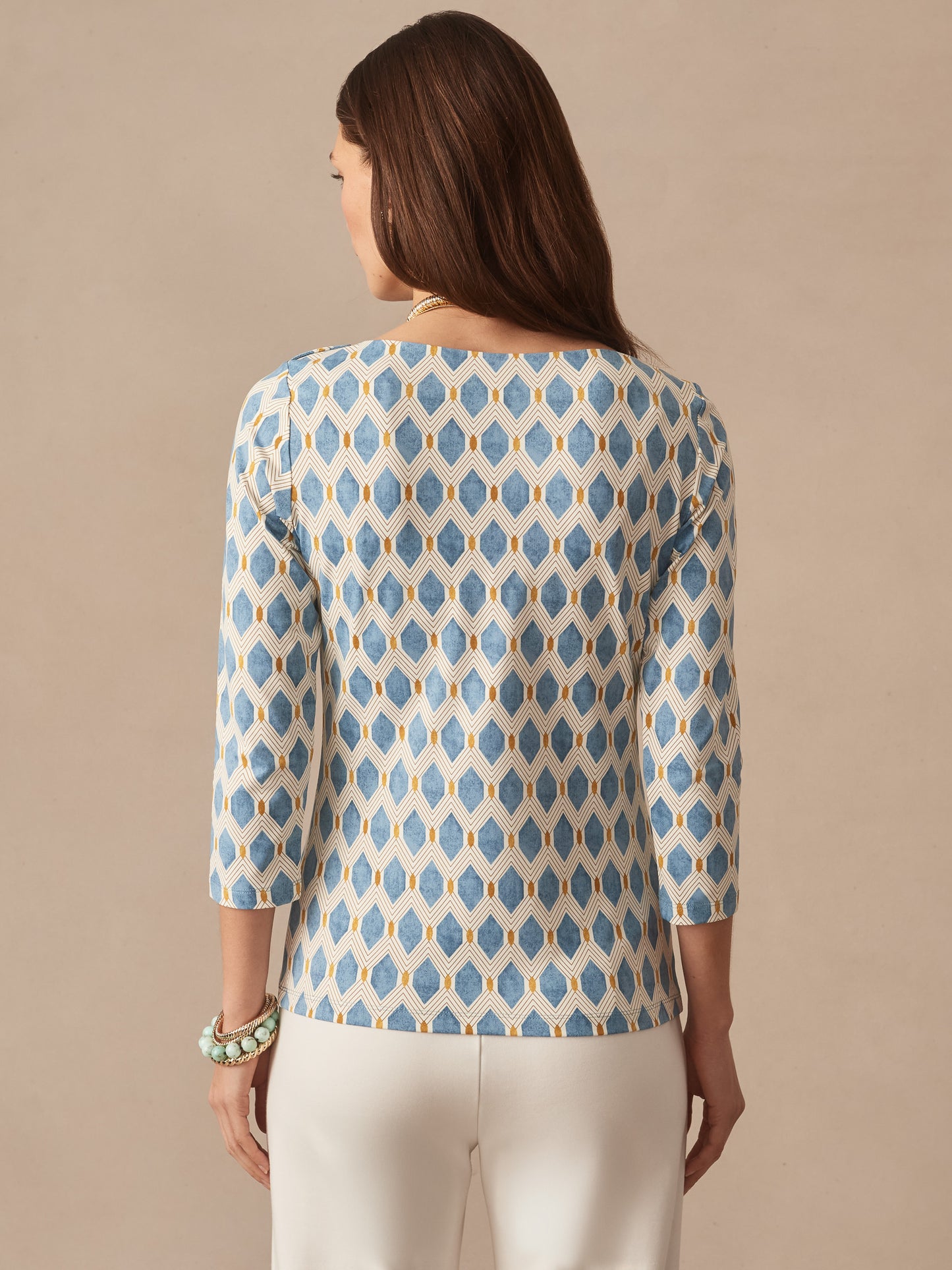 J.McLaughlin Wavesong in light blue/gold made with catalina cloth.