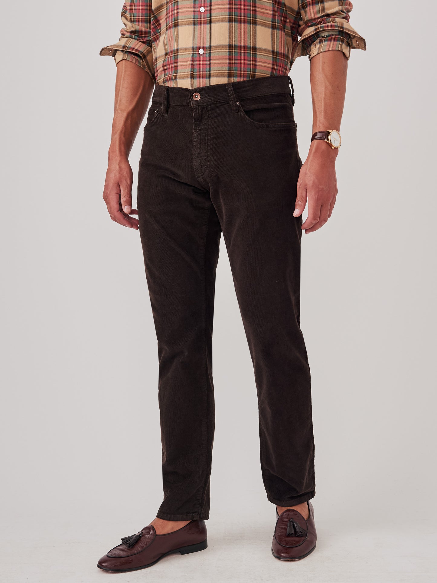 J.McLaughlin Parker pants in chocolate brown made with cotton corduroy.