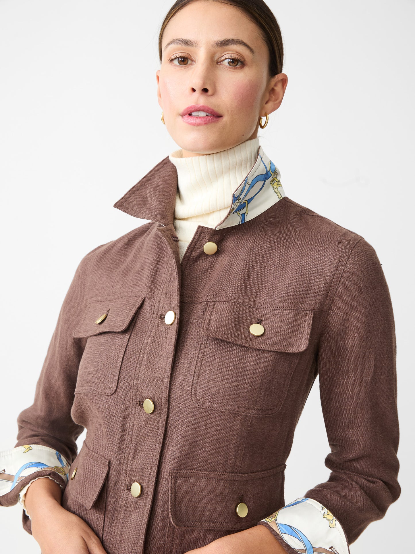 J.McLaughlin Willow Jacket in dark brown made with Linen.