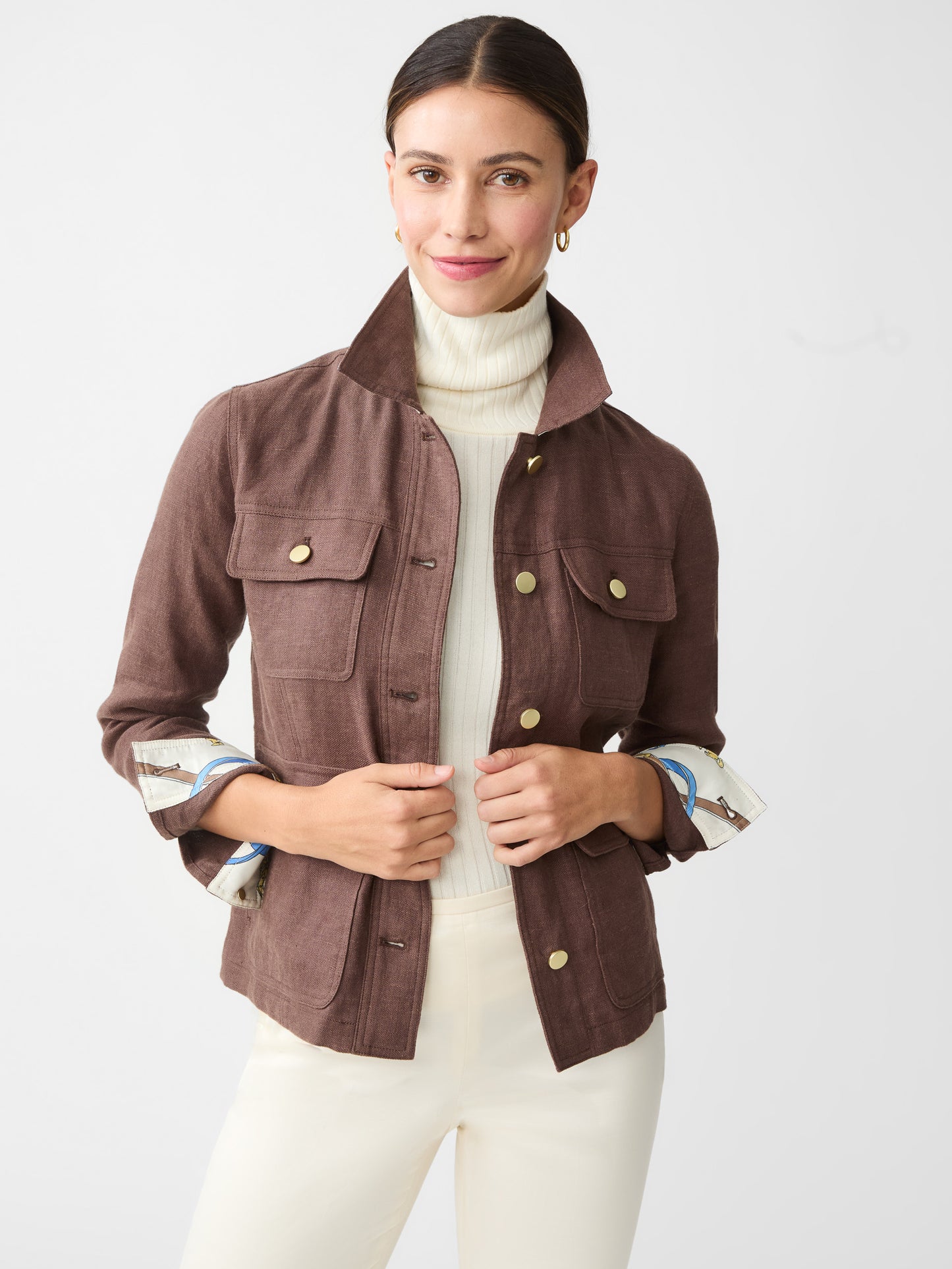 J.McLaughlin Willow Jacket in dark brown made with Linen.