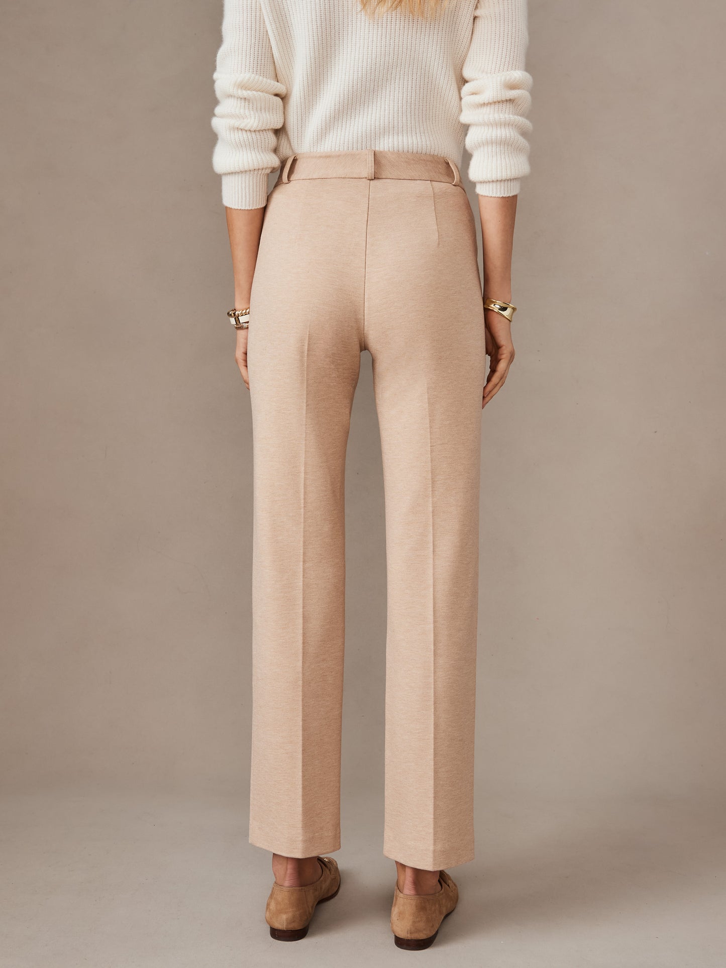 J.McLaughlin Ynez pants in heather sand made with bainbridge cloth.
