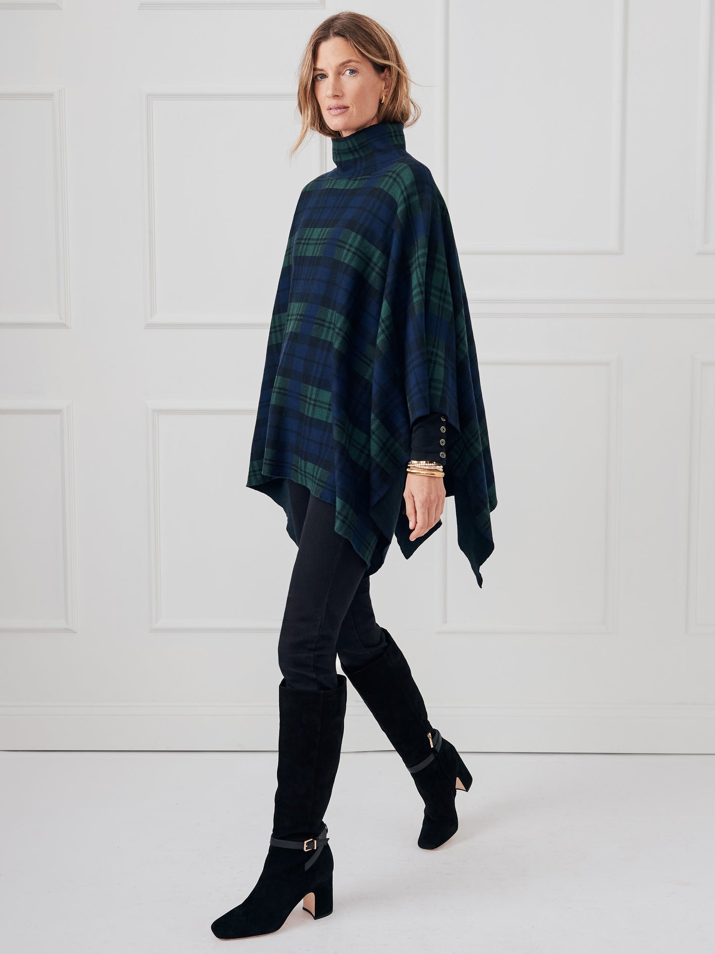 J.McLaughlin Zora poncho in navy/multi made with cotton/modal