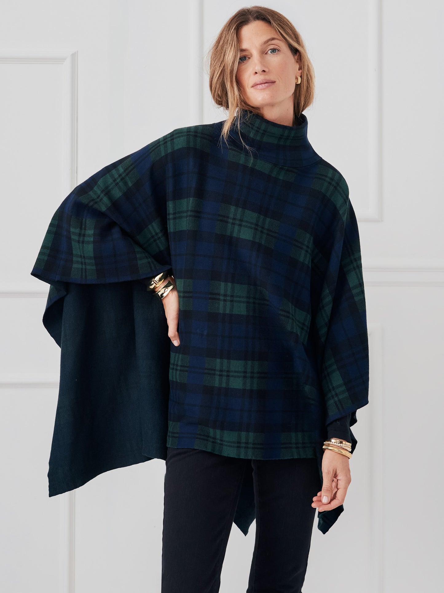 J.McLaughlin Zora poncho in navy/multi made with cotton/modal