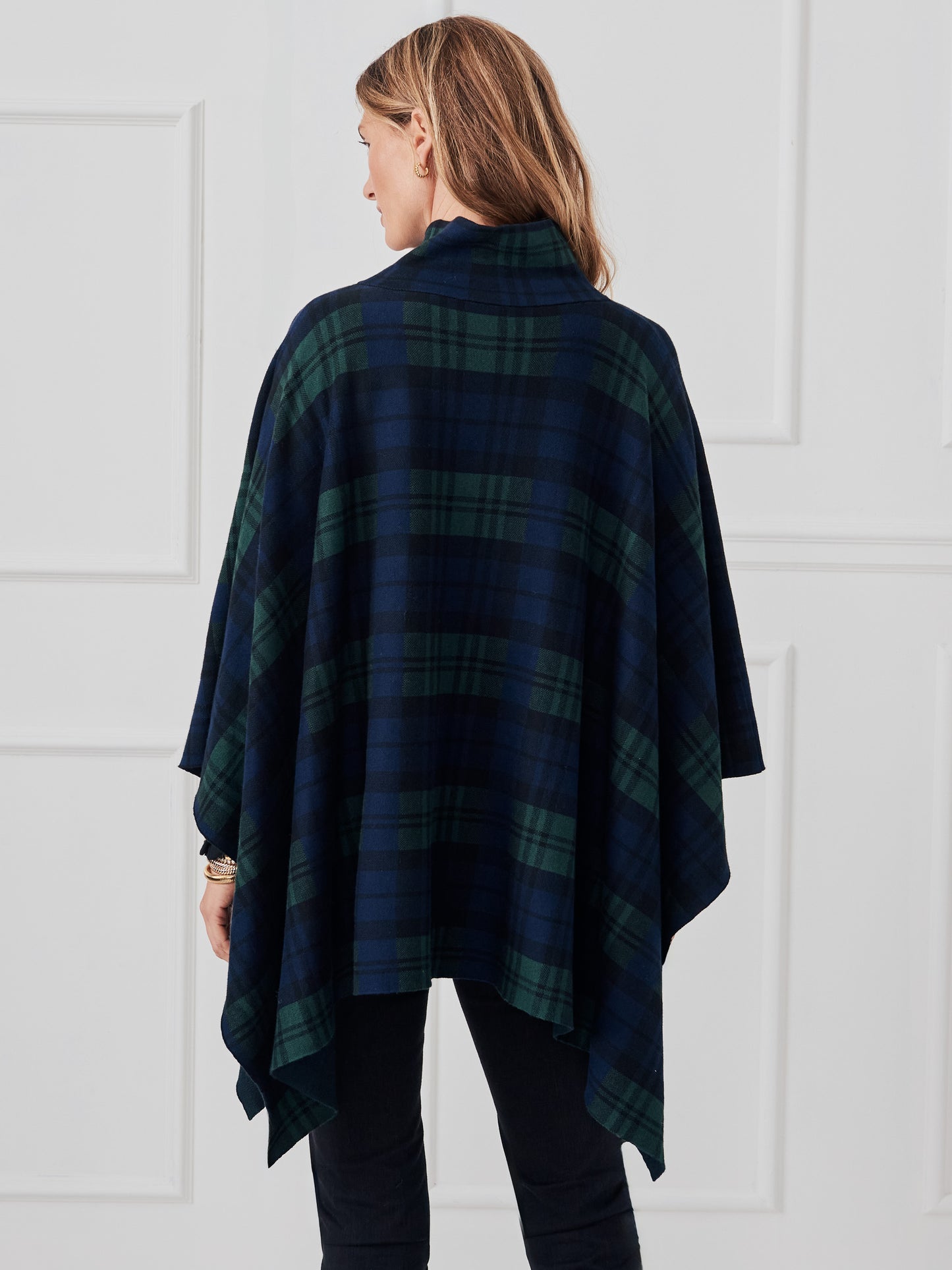J.McLaughlin Zora poncho in navy/multi made with cotton/modal