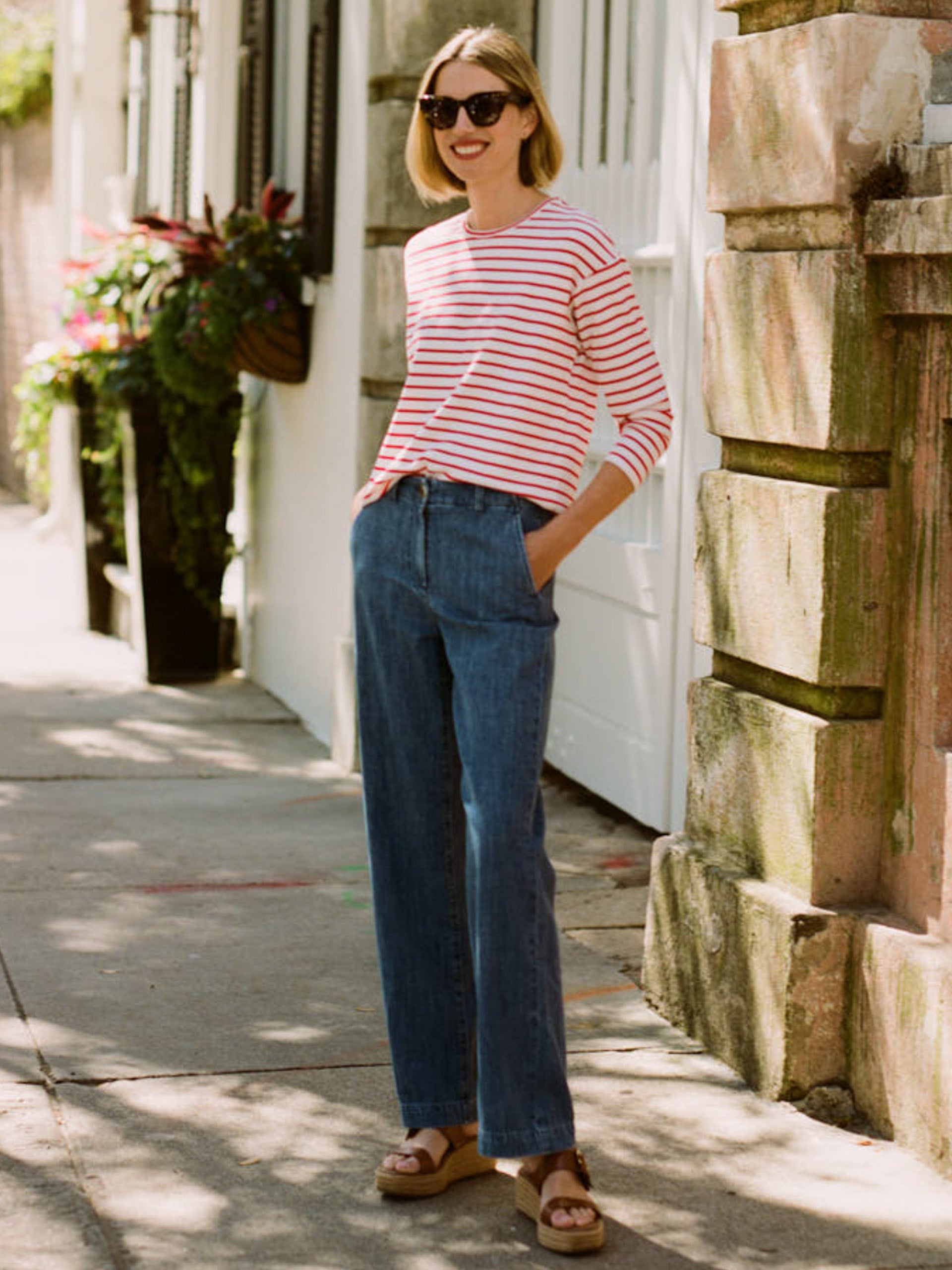 J.McLaughlin Brio Jeans in denim blue made with linen/cotton. 