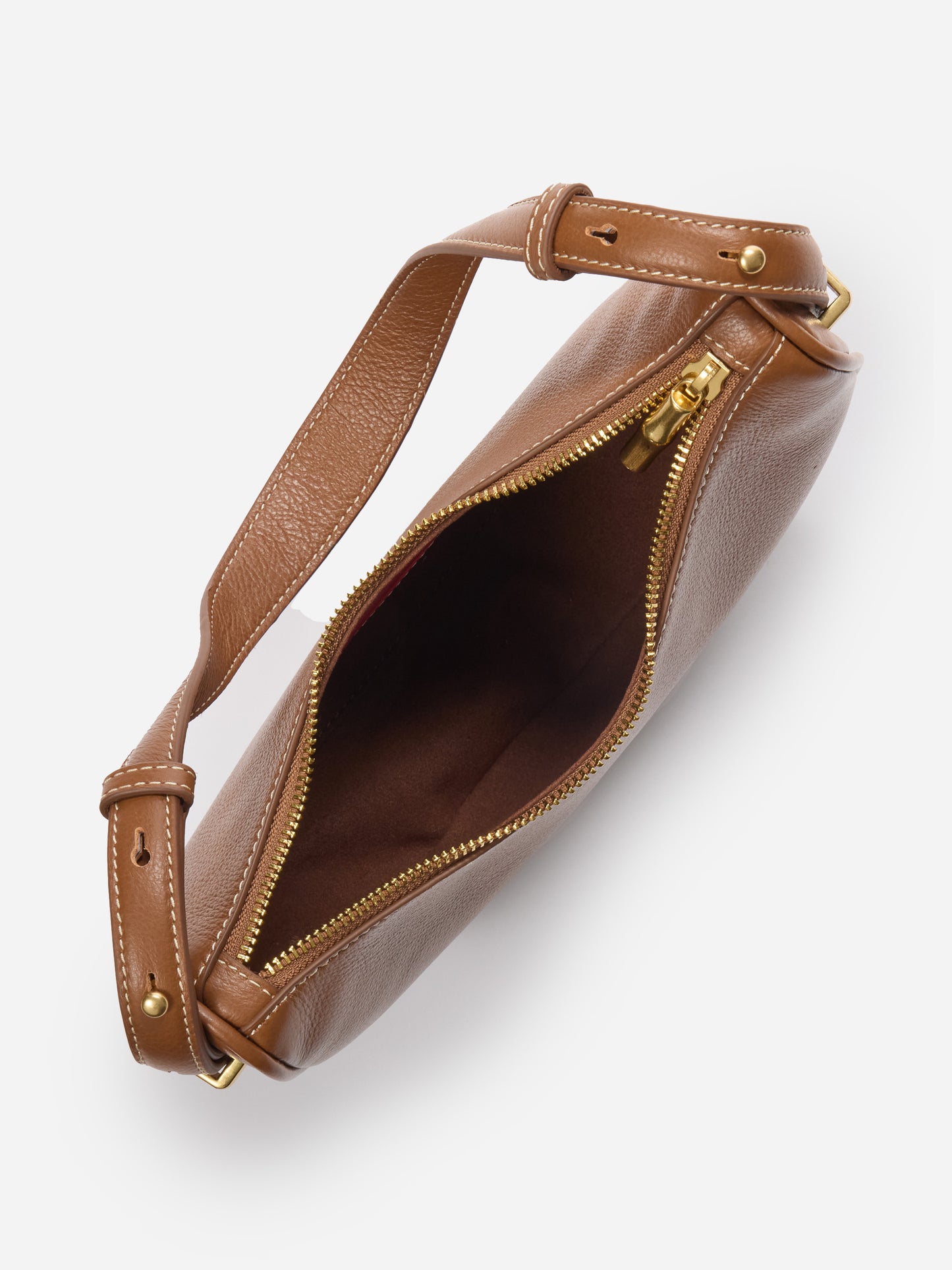 J.McLauhglin Mezzaluna handbag in tobacco made with leather. 