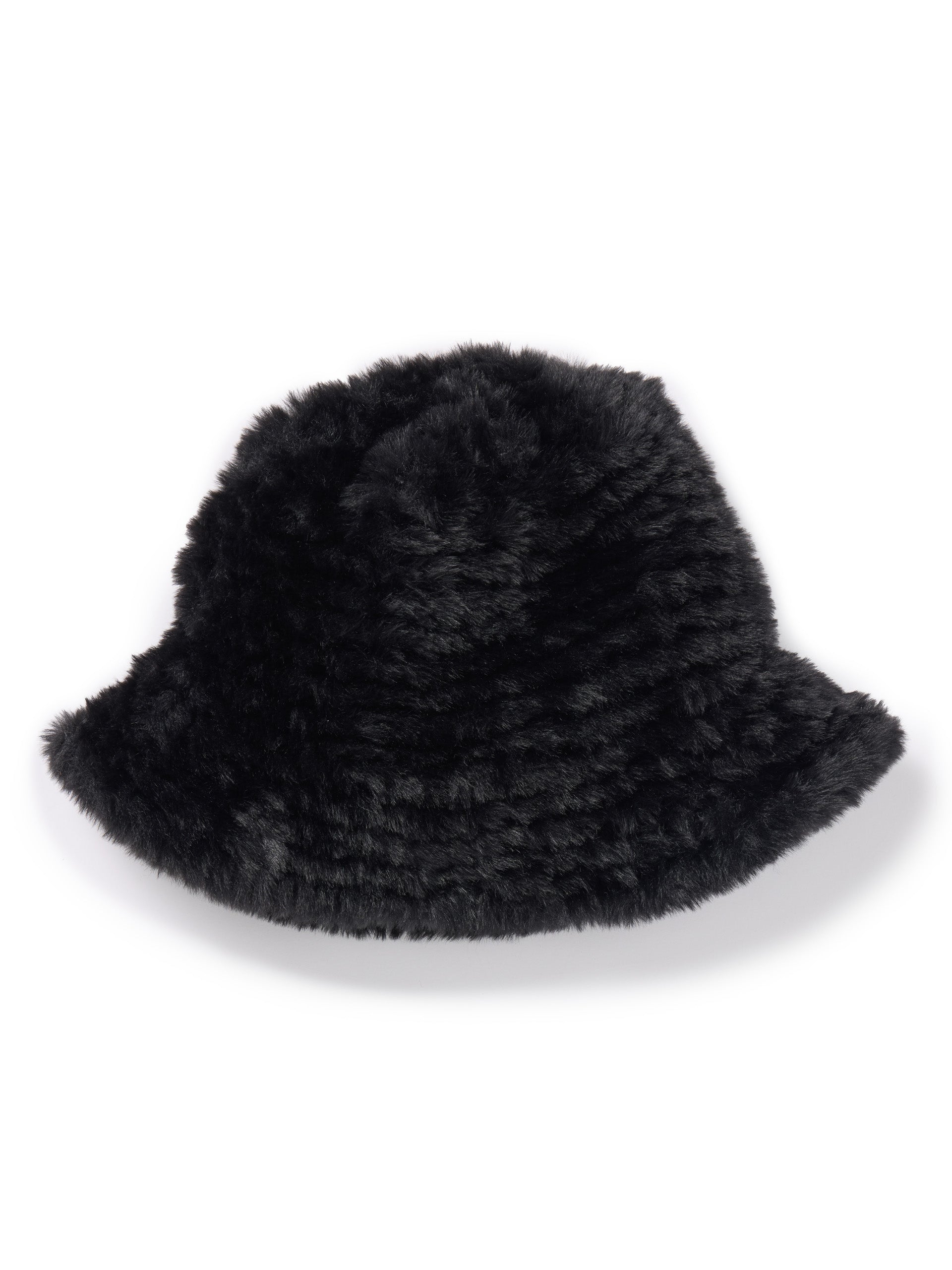 J.mcLaughlin Nalani bucket hat in black made with faux fur.
