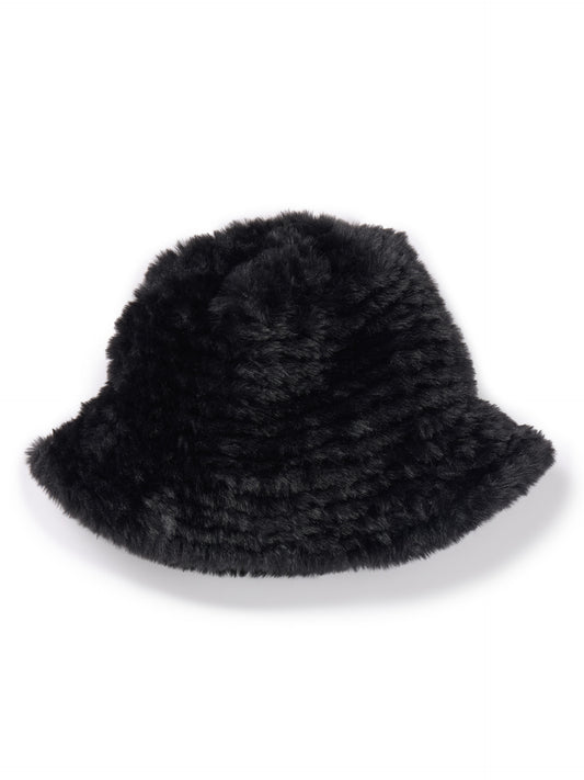 J.mcLaughlin Nalani bucket hat in black made with faux fur.