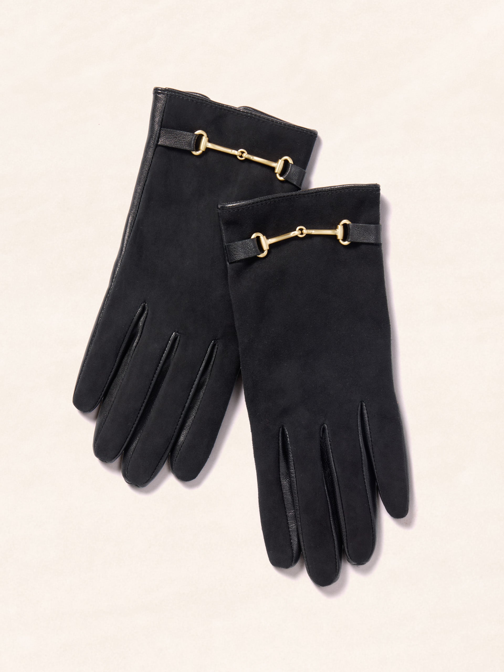 J.McLaughlin Maria gloves in black made with leather and suede.