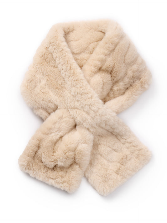 J.McLaughlin Lainey neckwarmer in sand made with faux fur.