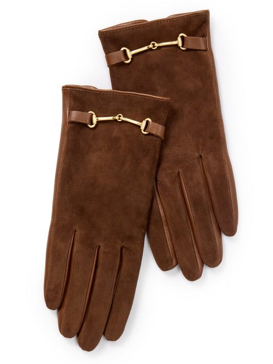 J.McLaughlin Maria gloves in brown made with leather and suede.