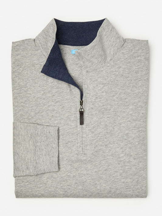 J.McLaughlin Clermont 1/4 zip in heather grey made with cotton/spandex.