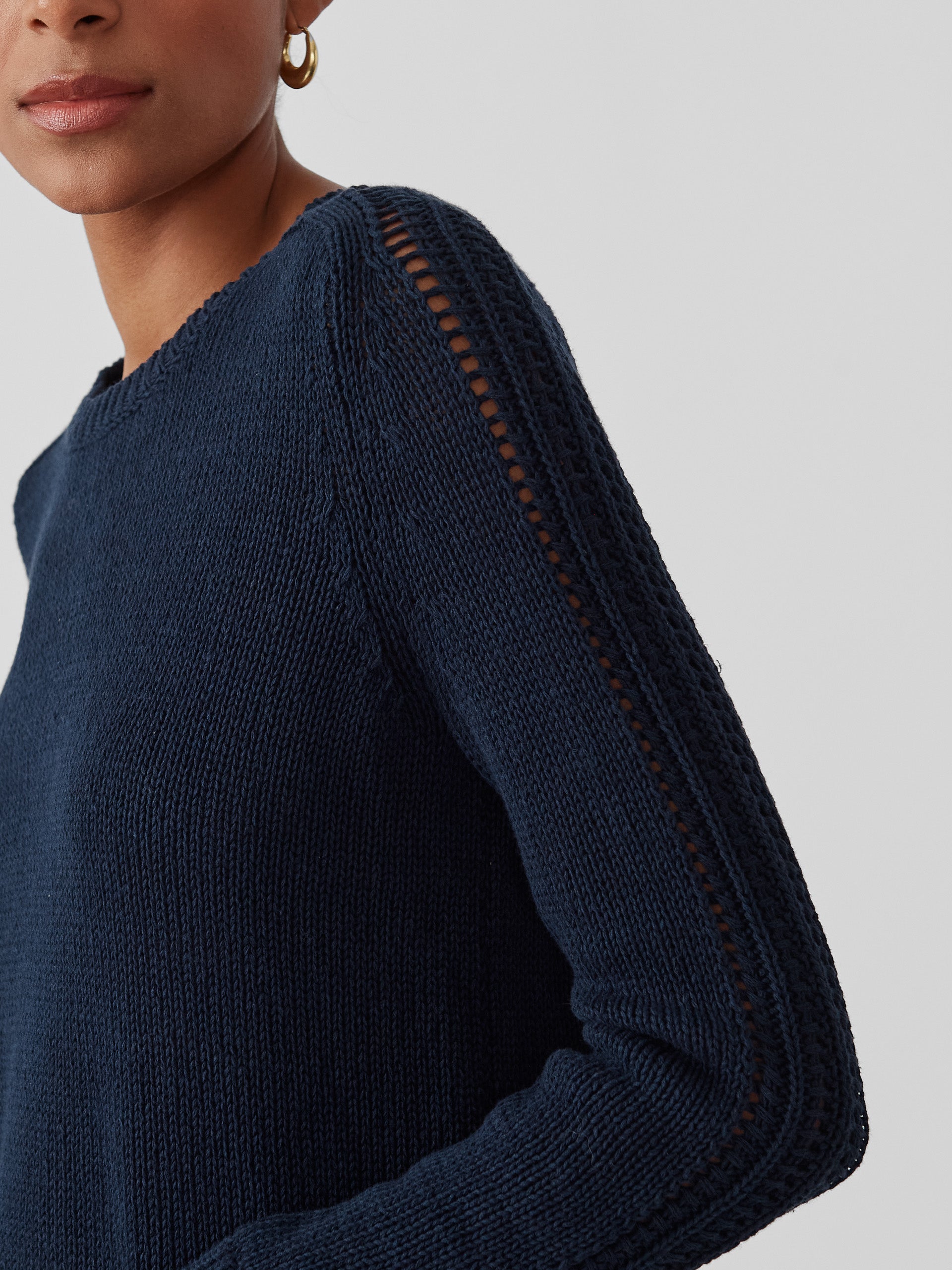 J.McLaughlin Marion sweater in navy made with linen/cotton. 
