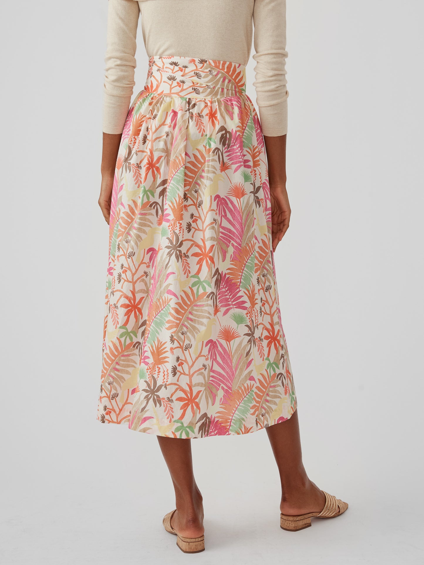 J.McLaughlin Lesley skirt in off white/multi made with cotton. 