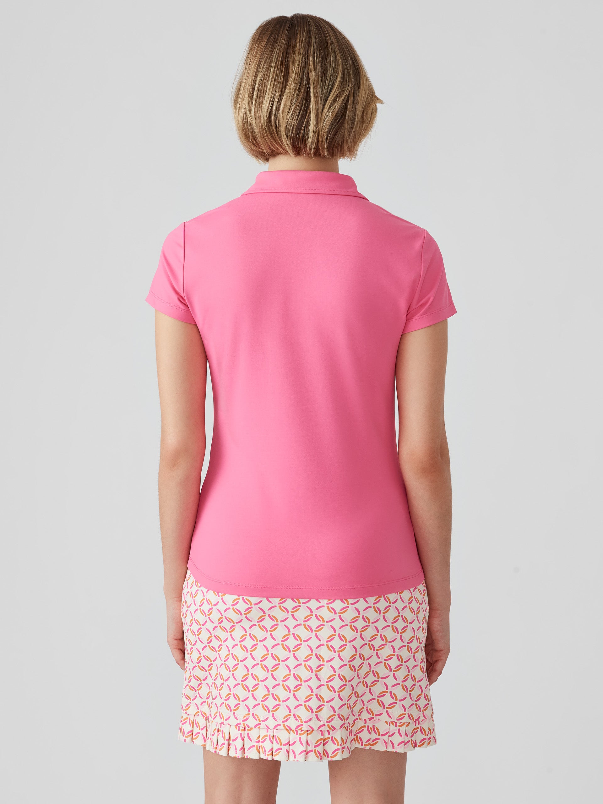 J.McLaughlin Court top in hot pink made with catalina cloth. 