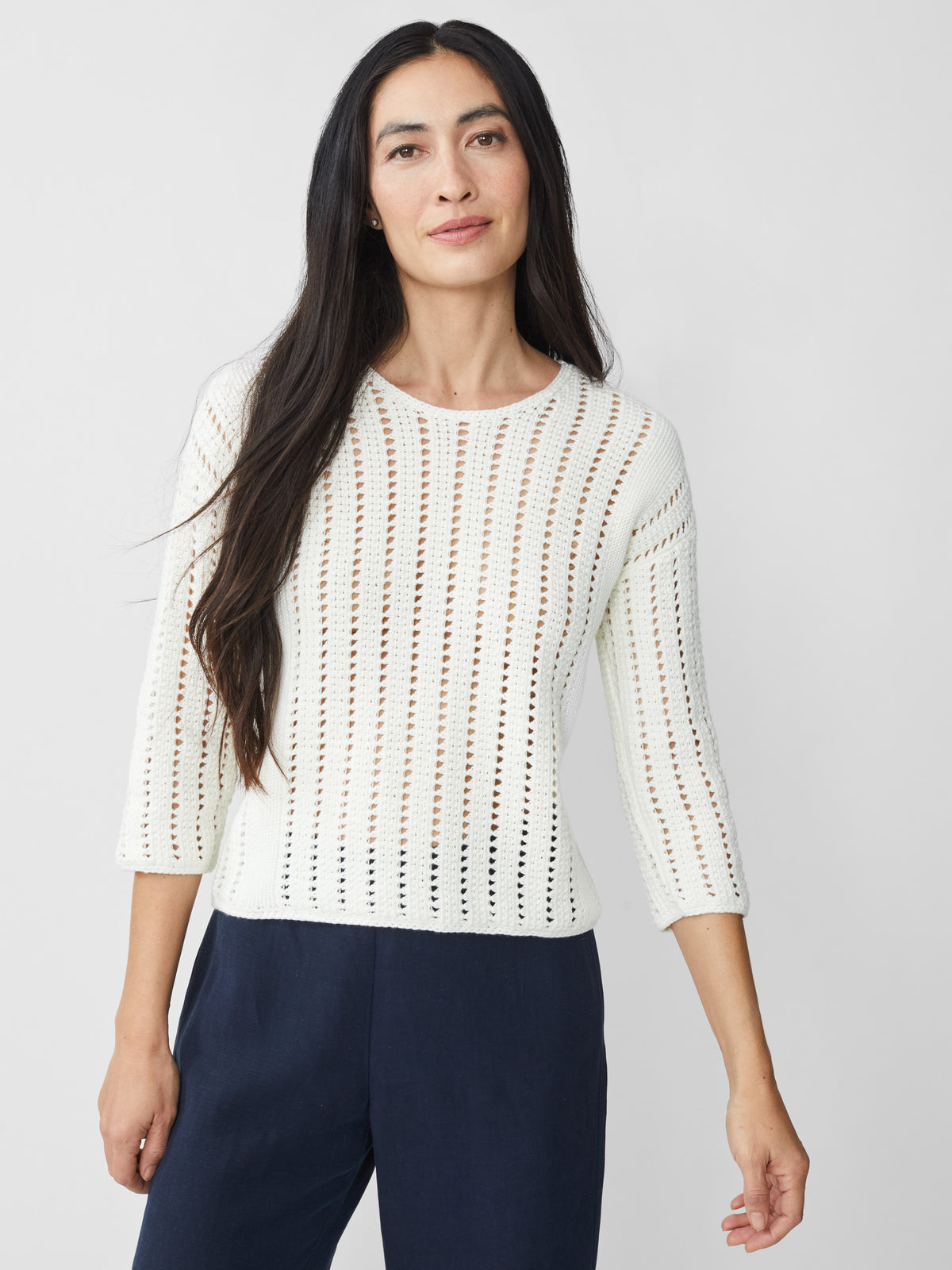 J.McLaughlin Keira sweater in Egret White made with Cotton. 