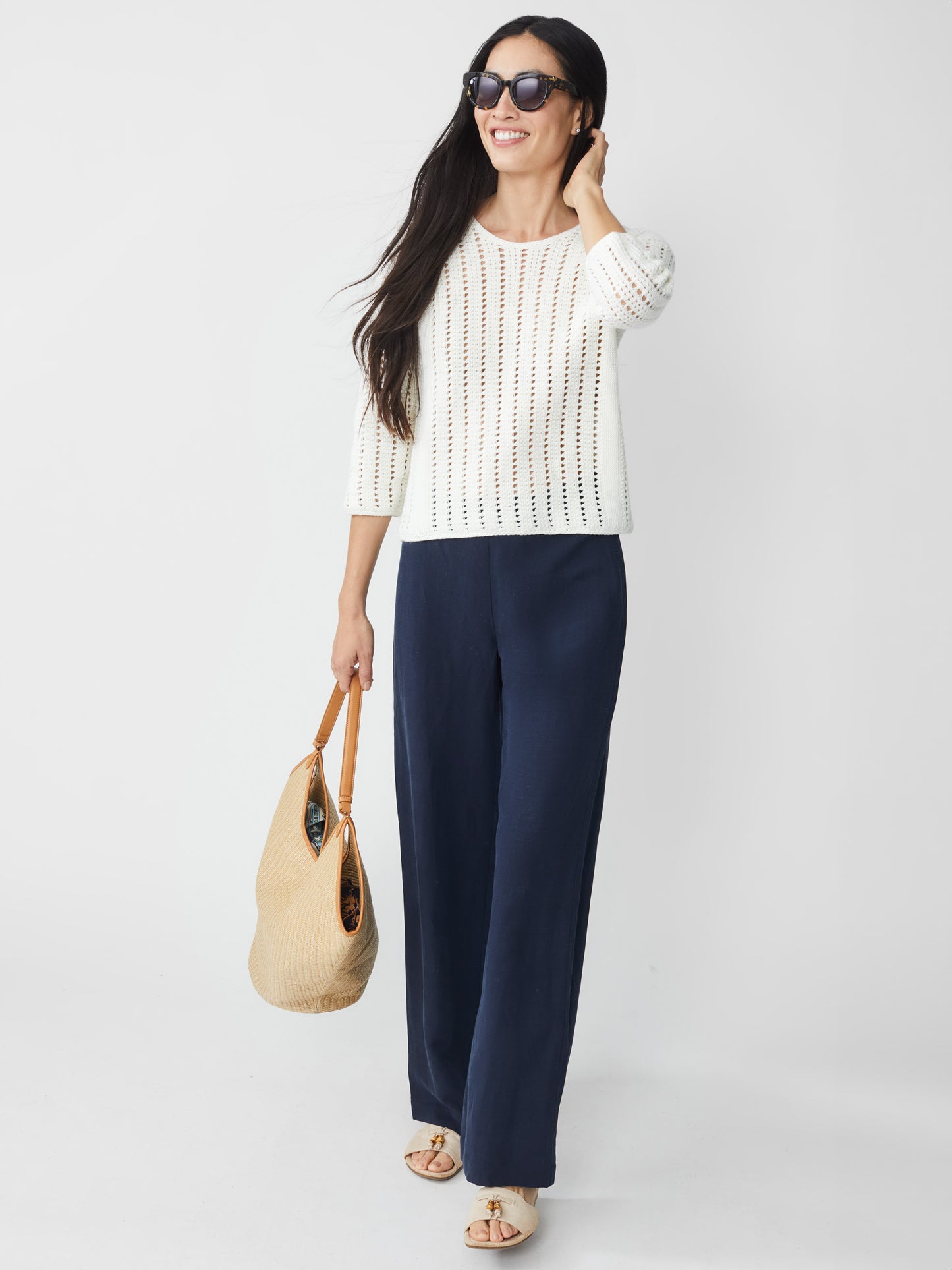 J.McLaughlin Keira sweater in Egret White made with Cotton. 