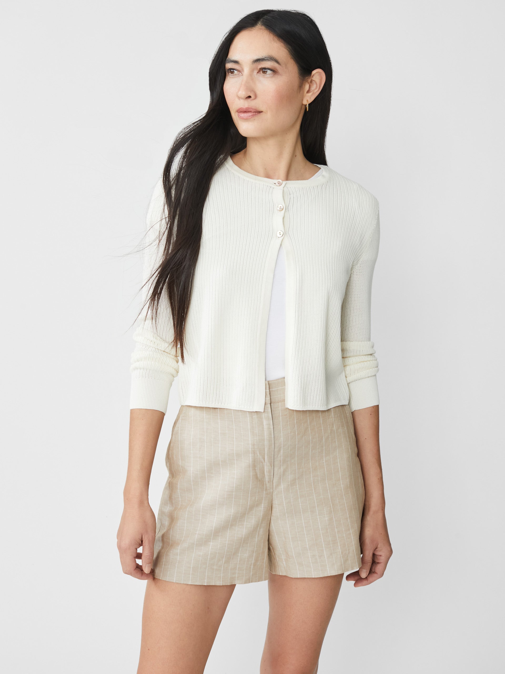 J.McLaughlin Aleesha sweater in Egret White made with Cotton. 