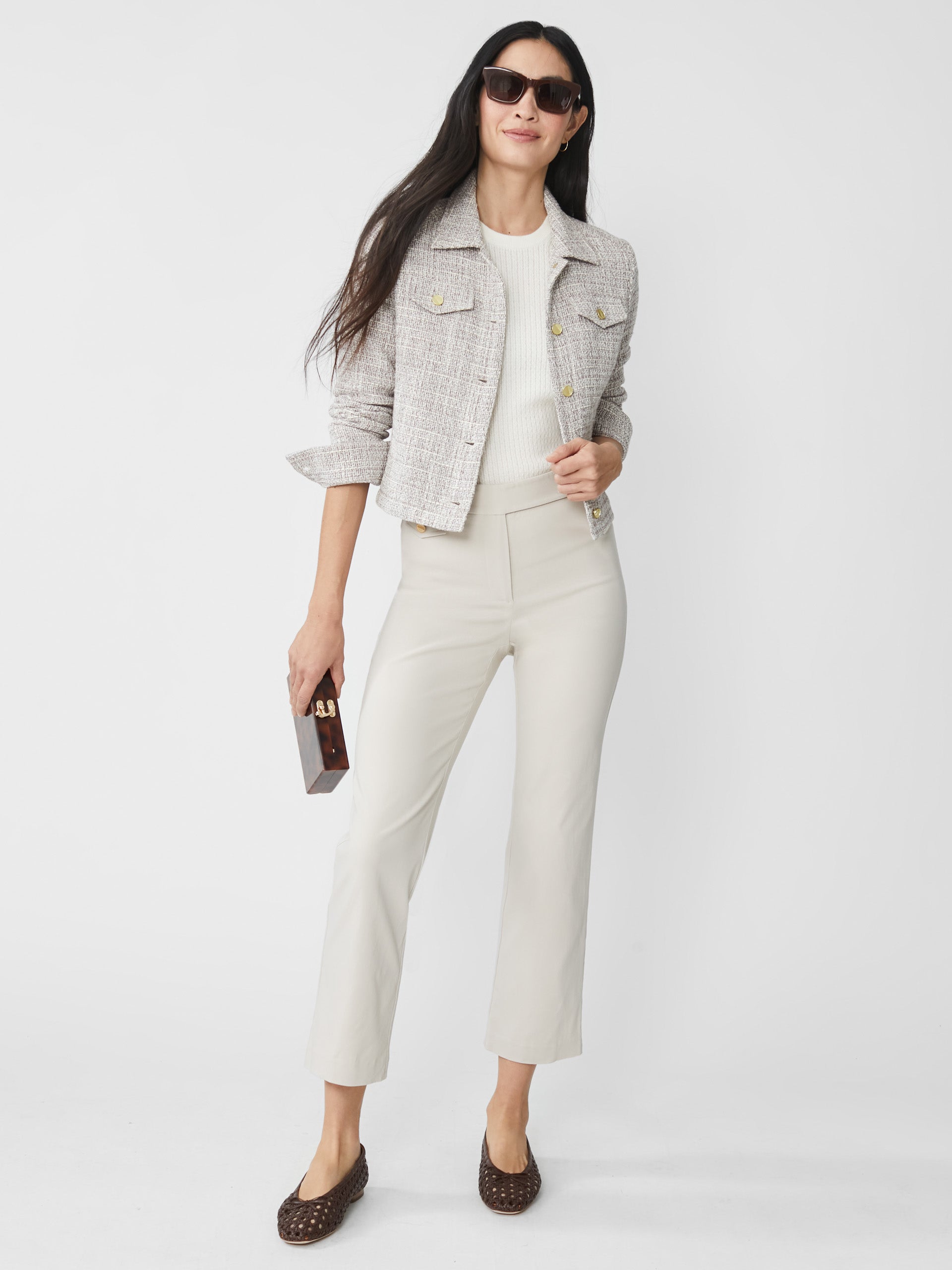 J.McLaughlin Anisa pant in stone made with Amelia Cloth.