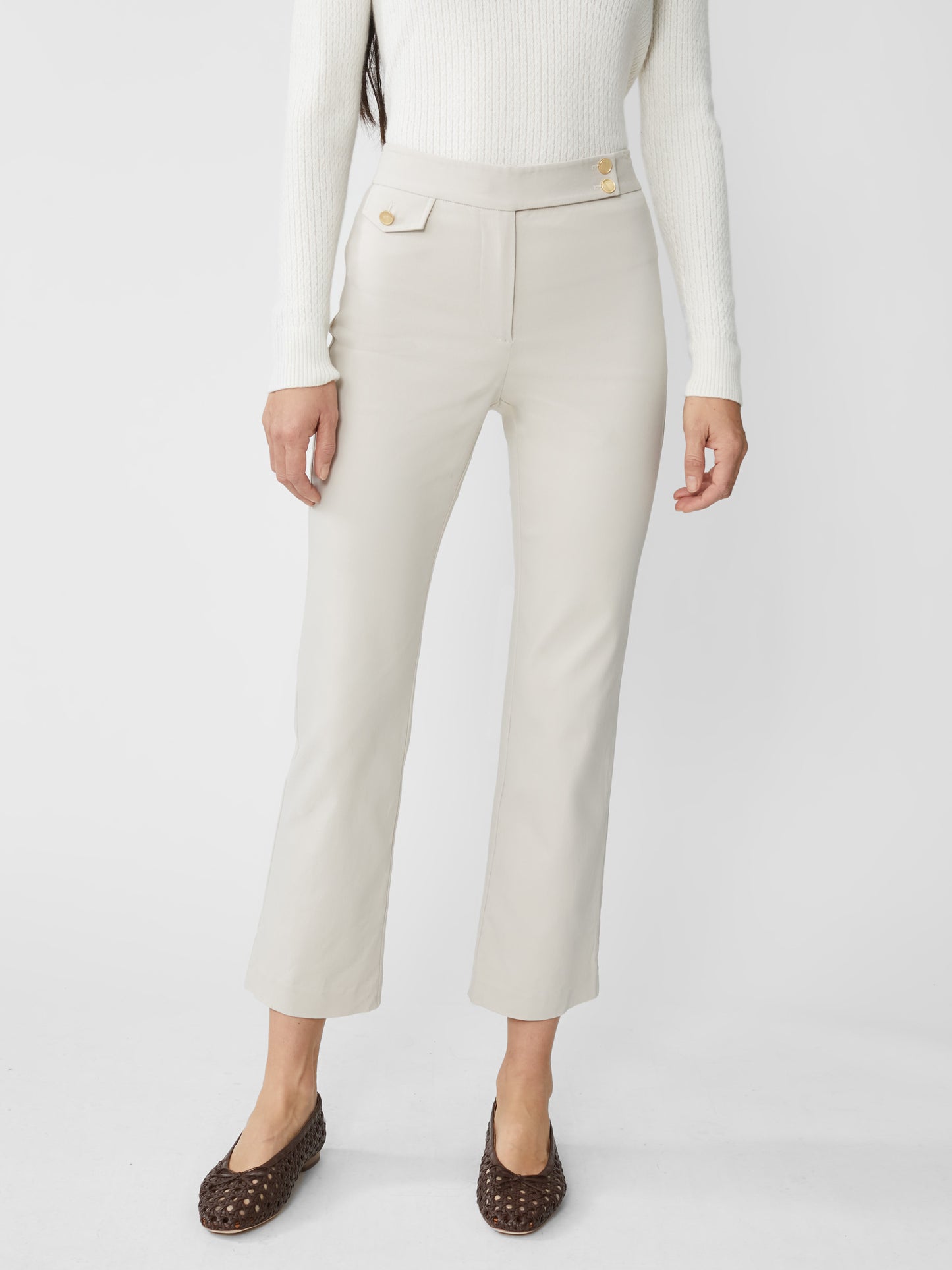J.McLaughlin Anisa pant in stone made with Amelia Cloth.
