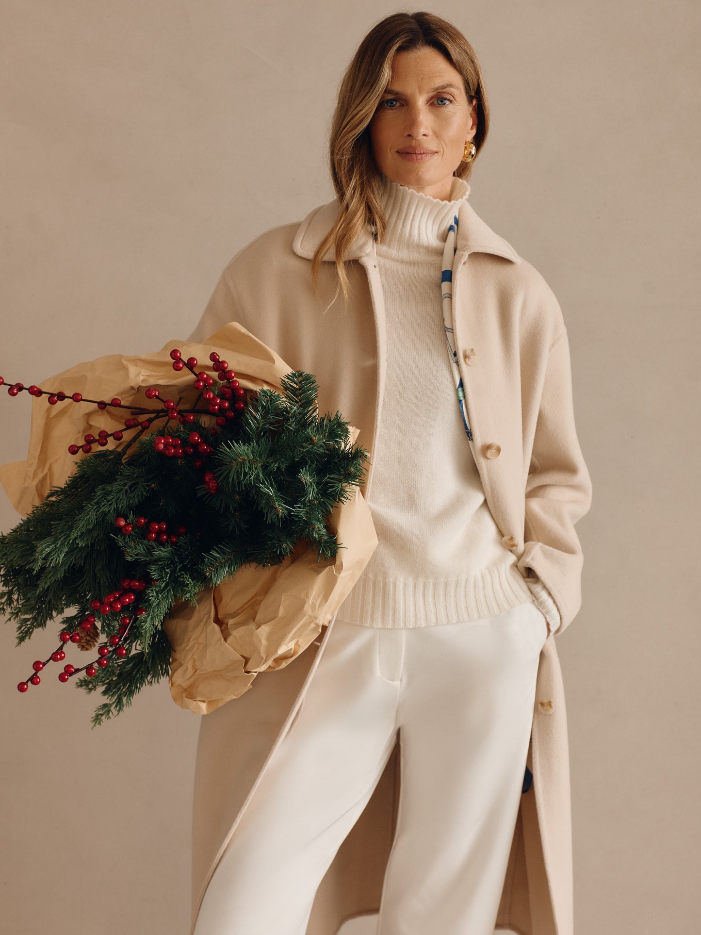 J.McLaughlin Maren coat in light oatmeal made with wool/cashmere.