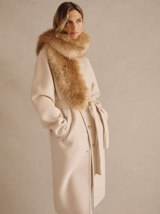 J.McLaughlin Maren coat in light oatmeal made with wool/cashmere.