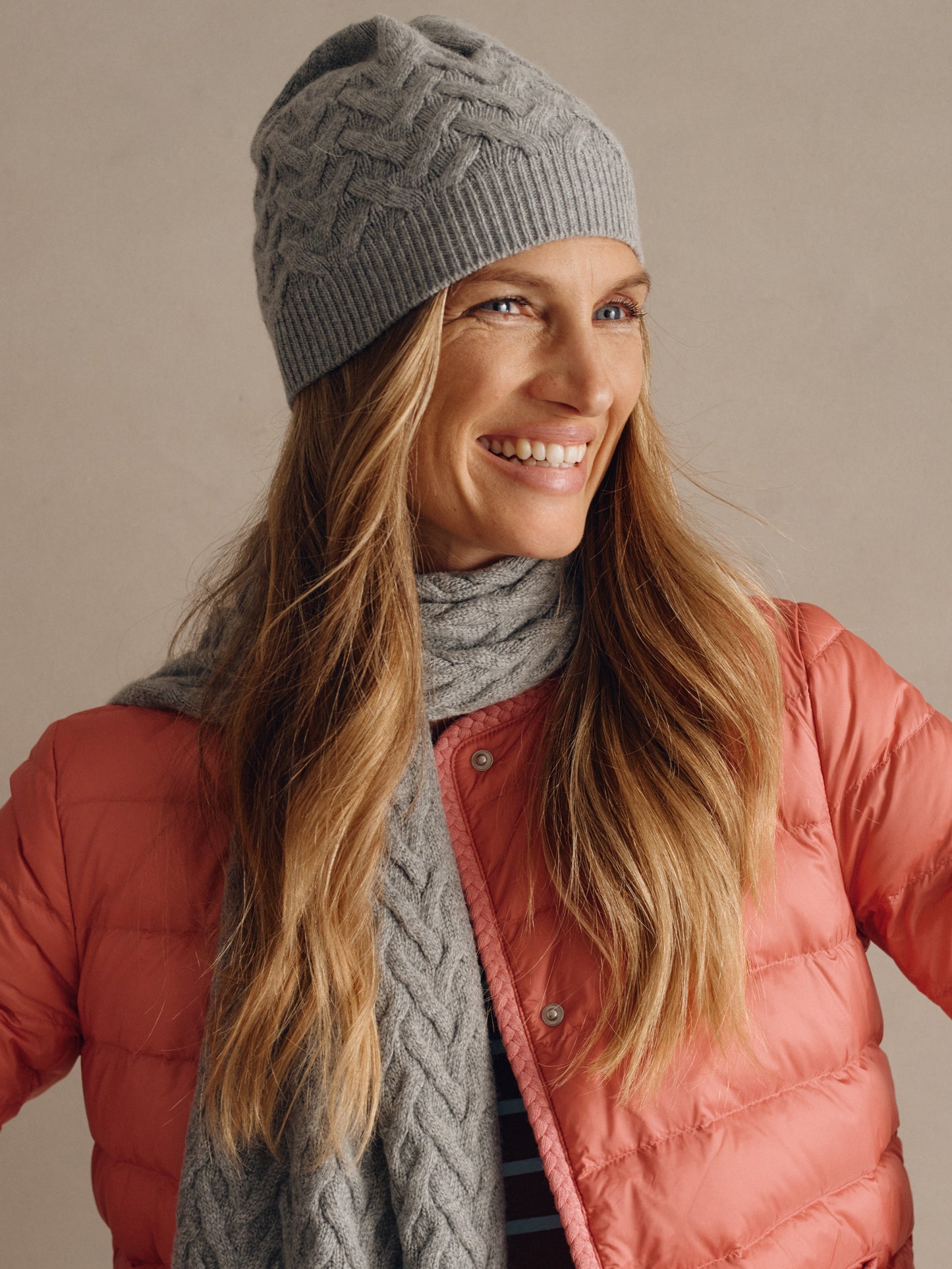 J.McLaughlin Bella beanie in gray made with a cashmere blend.