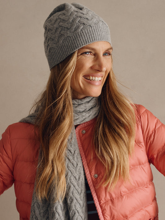 J.McLaughlin Bella beanie in gray made with a cashmere blend.