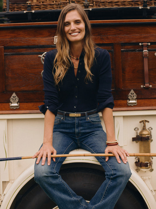 J.McLaughlin Theodora top in navy made with cotton. 