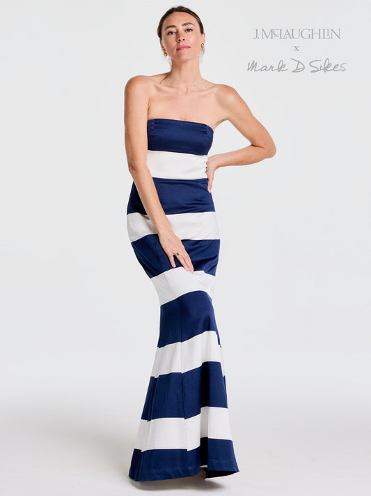 Ashley Dress in Mega Mariner Stripe