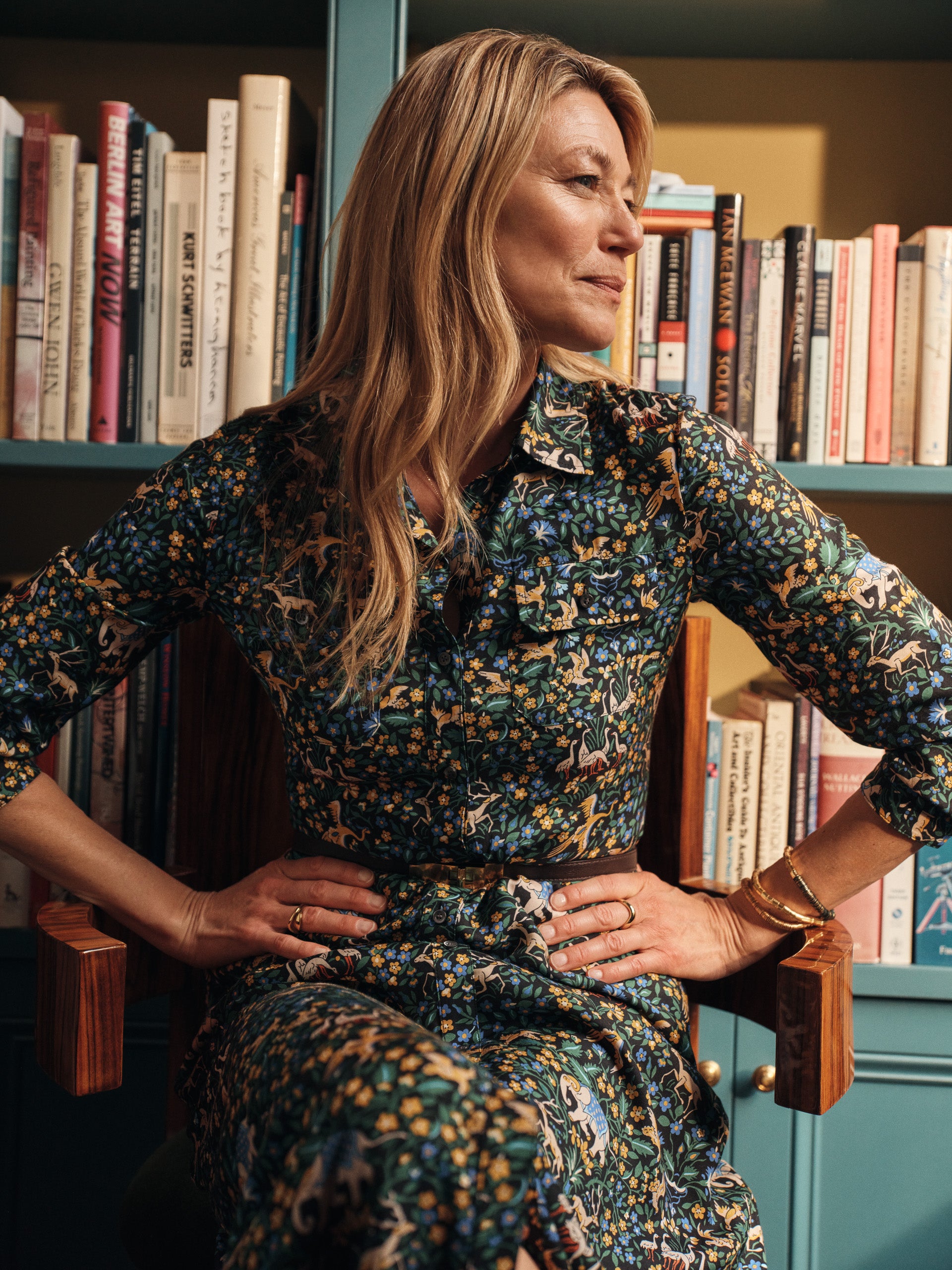 J.McLaughlin Freda dress in black/green/yellow made with silk/viscose. 