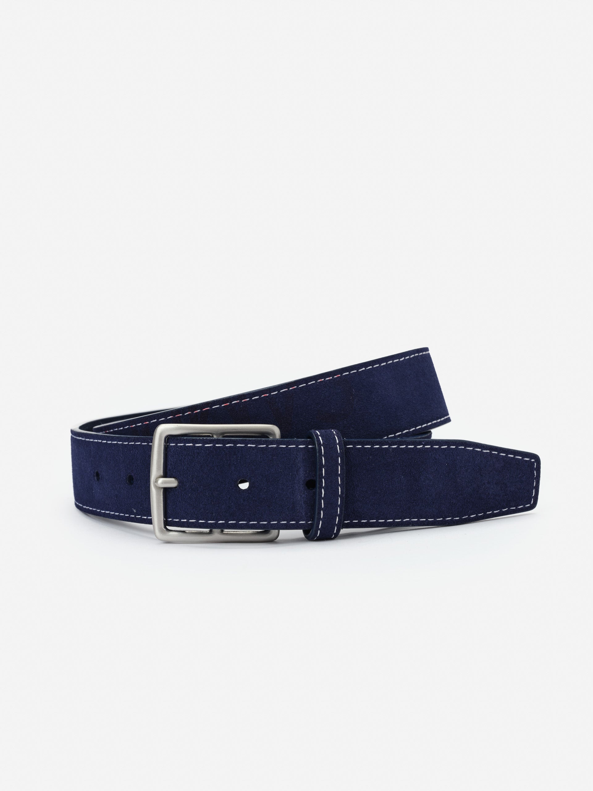 Navy blue Suede Belt from J.McLaughlin featuring impeccable craftsmanship and enduring designs, effortlessly stylish for a destination of defining style. Life, Well-Lived.