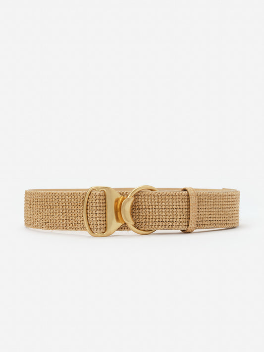 Isobel Belt by J.McLaughlin features an effortlessly stylish woven design with gold-tone hardware, blending enduring designs and innovative fabrics for a legacy of timeless fashion.