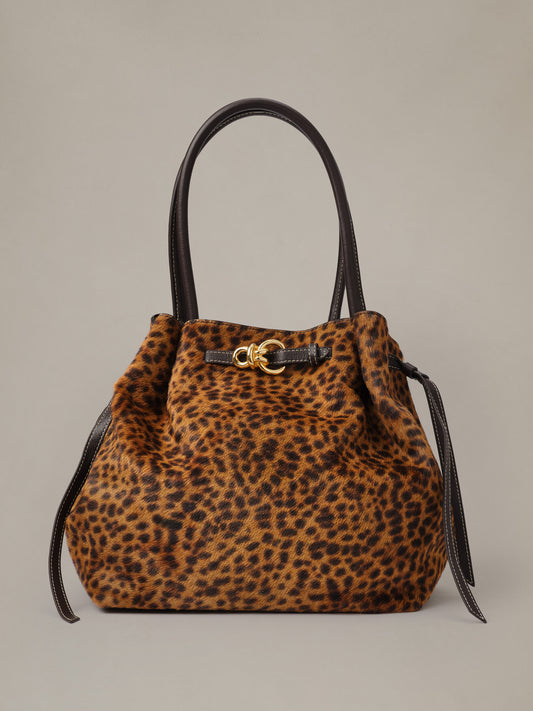 The Lex Pony Hair Tote Bag in Leopard
