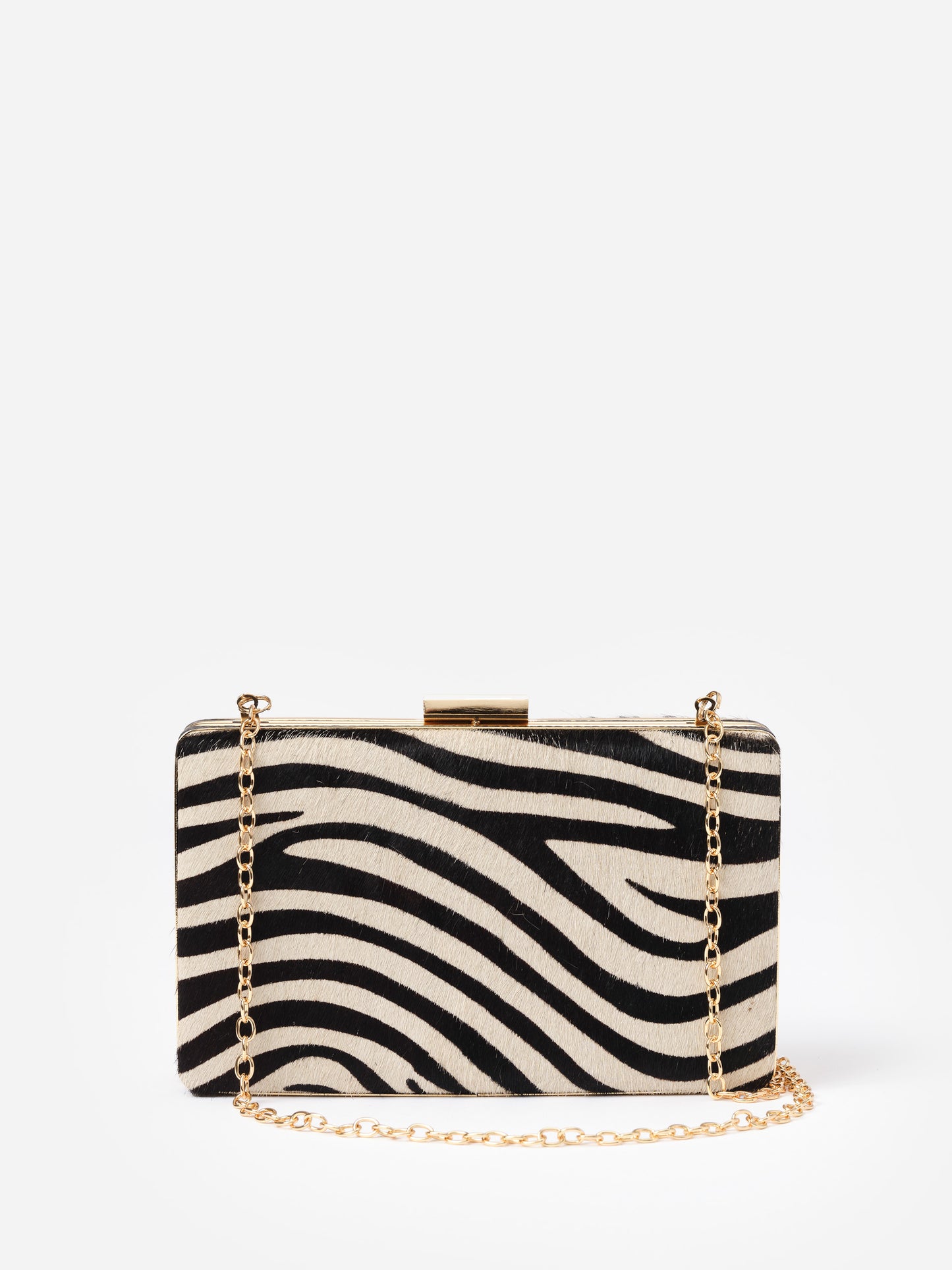 Palm Pony Hair Clutch in Zebra Stripes