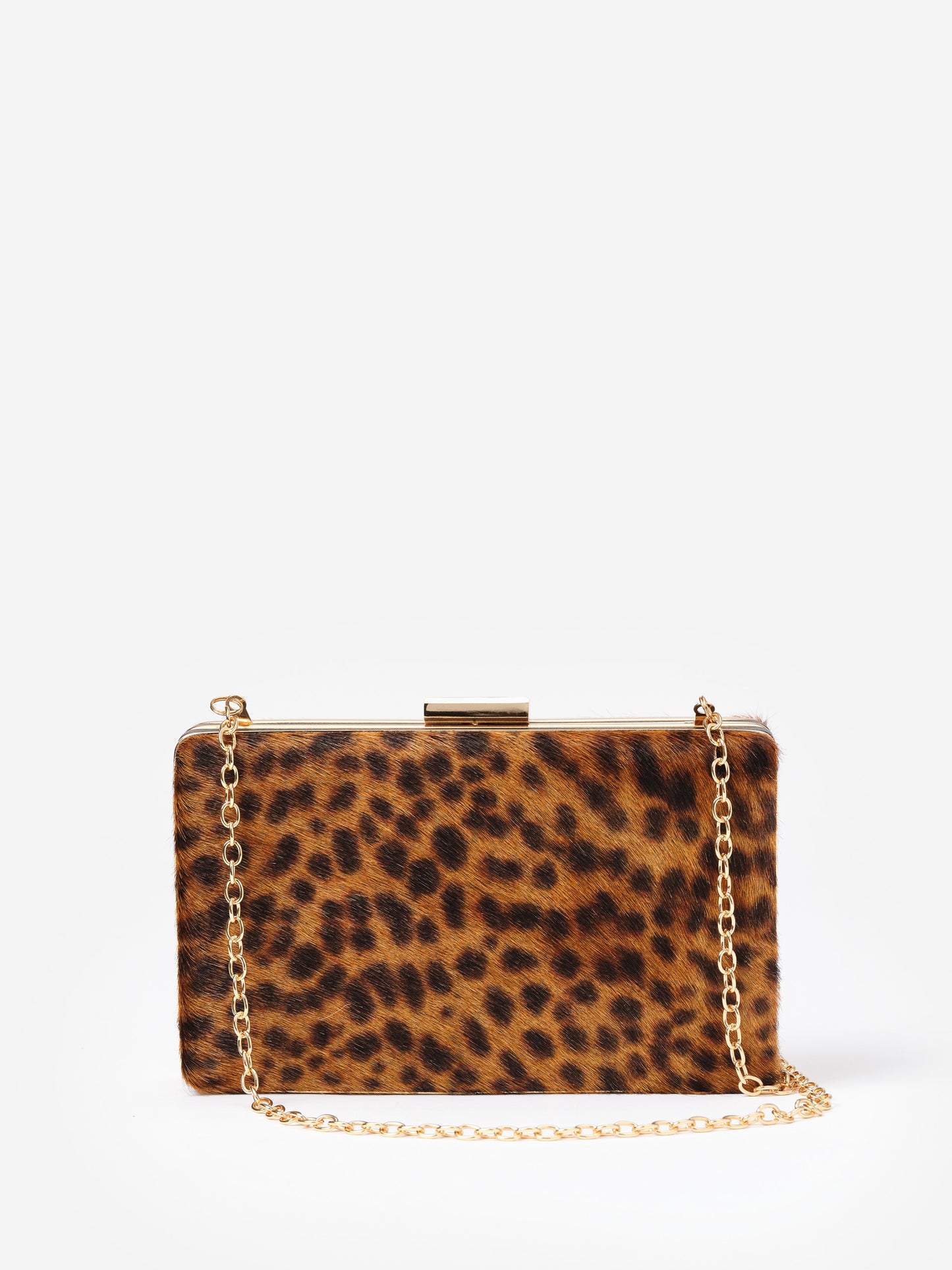 Palm Pony Hair Clutch in Leopard