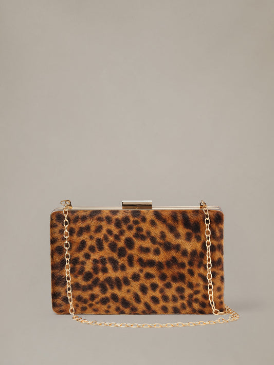 The Palm Pony Hair Clutch in Leopard