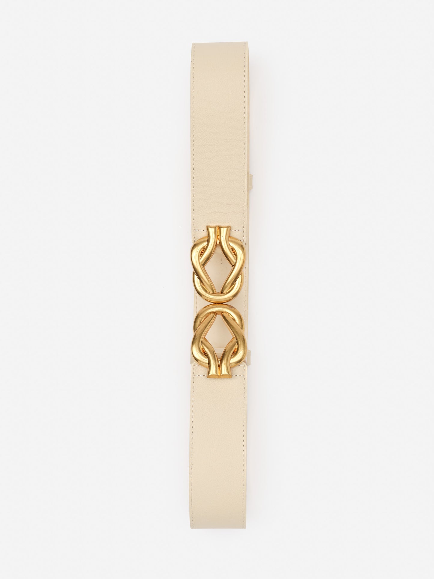 Eliza Belt by J.McLaughlin in soft beige leather with a distinctive gold-tone buckle, designed for effortlessly stylish looks and enduring designs. A destination for defining style. Life, Well-Lived.